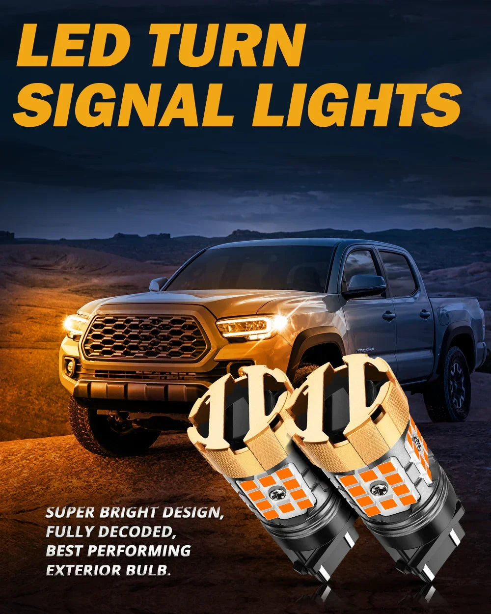 Auxbeam 3157 US-CK LED Turn Signal Light Rear/Front, Side Maker Light Bulbs 50W 4000LM CAN-Bus Error Free 3000K Amber B21-PRO Series | 2 Bulbs