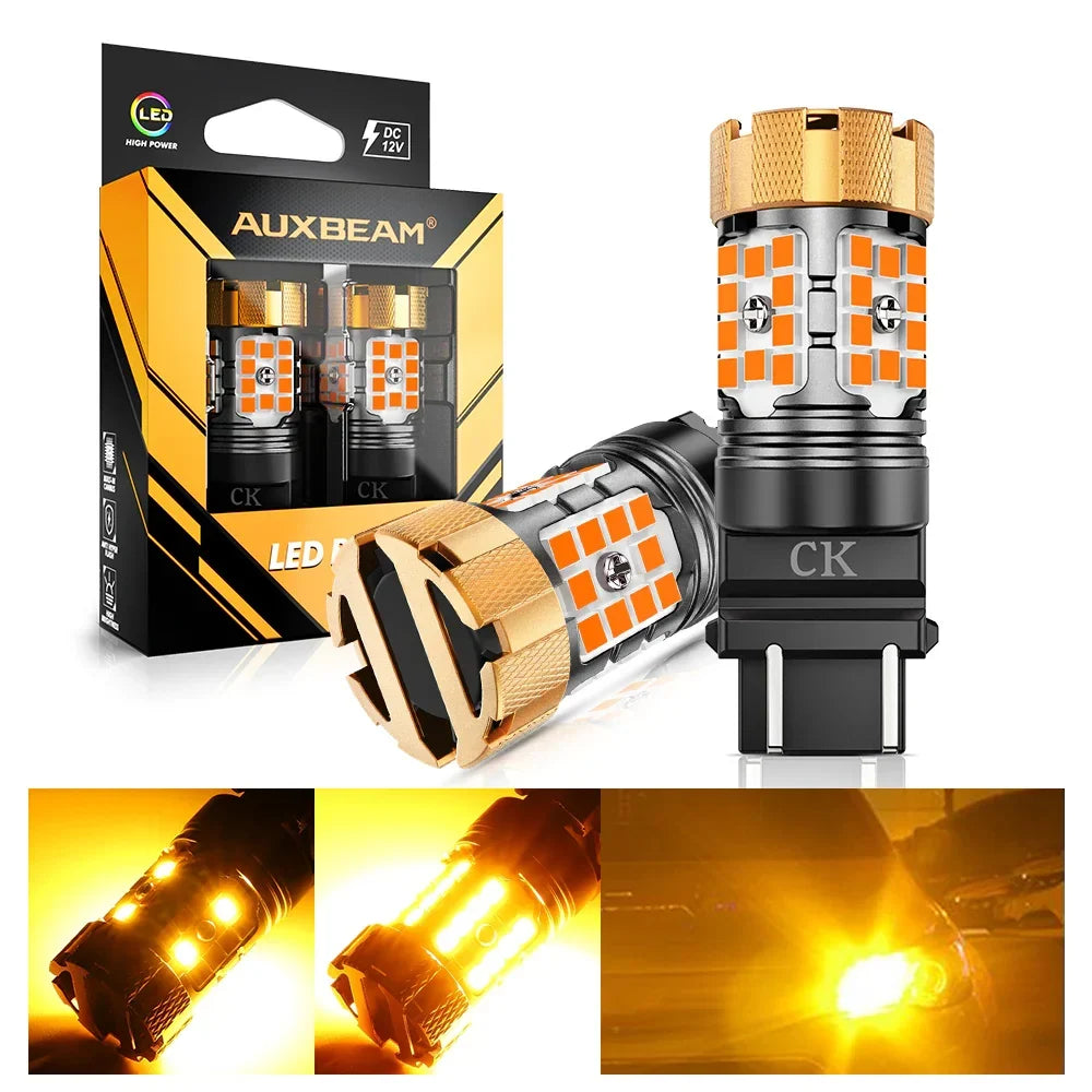 Auxbeam 3157 US-CK LED Turn Signal Light Rear/Front, Side Maker Light Bulbs 50W 4000LM CAN-Bus Error Free 3000K Amber B21-PRO Series | 2 Bulbs