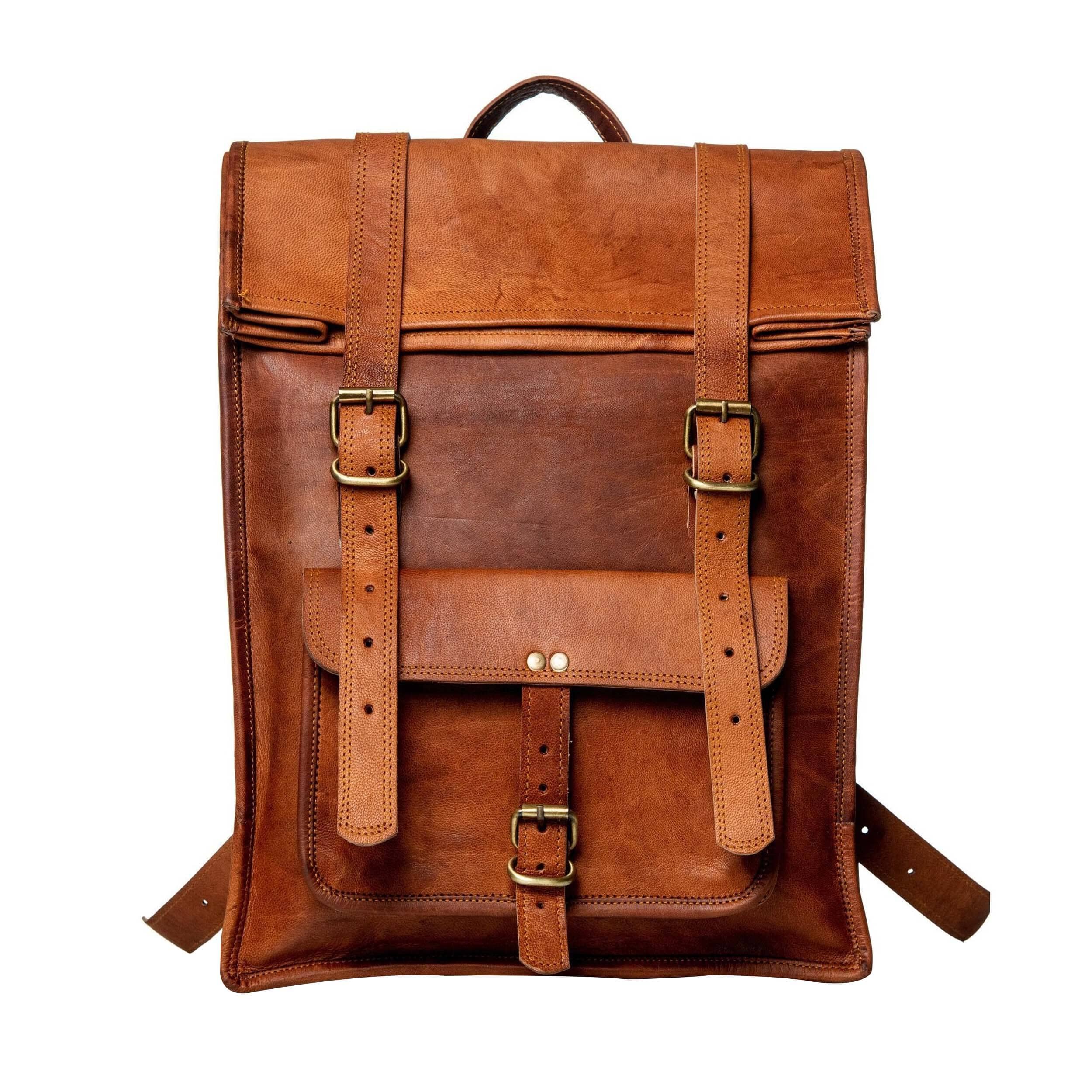 Classy Leather Bags The Hoffman Roll Top Backpack SpadezStore