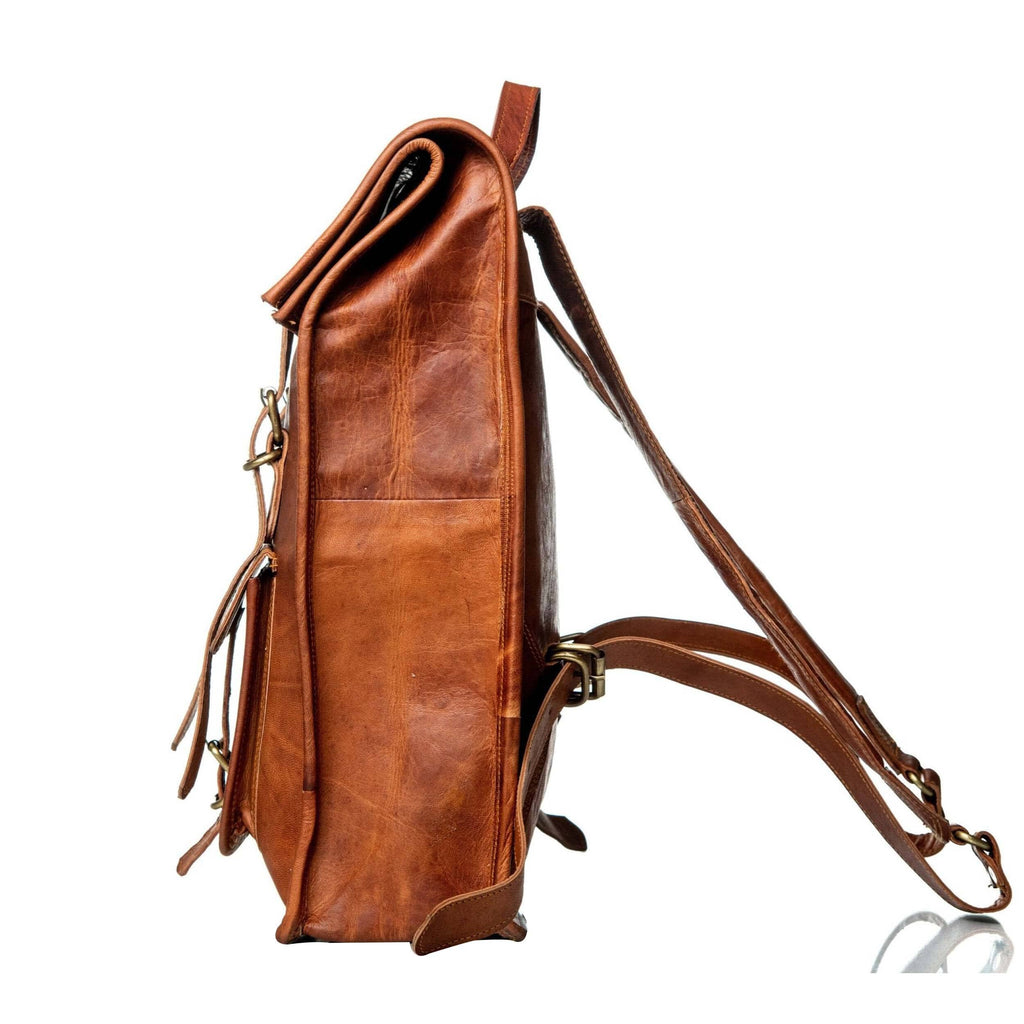 Classy Leather Bags The Hoffman Roll Top Backpack SpadezStore