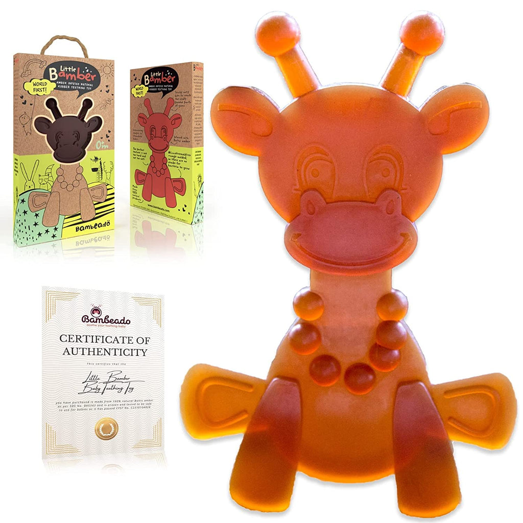 Bambeado The Little Bamber - Natural Rubber & Baltic Amber Teething Toy