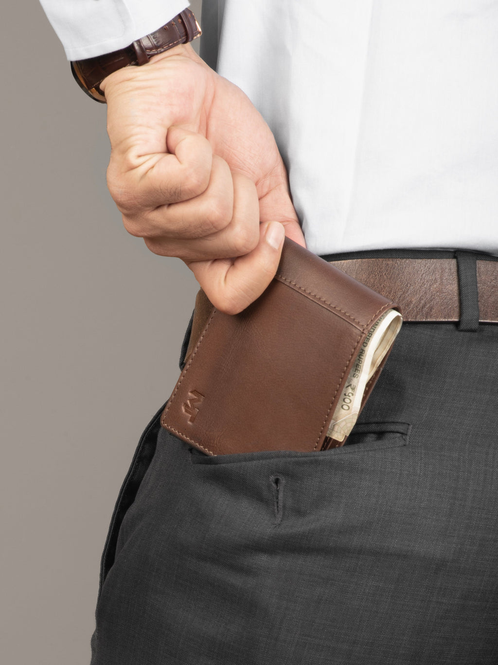 Classy Leather Bags Wealth Ward Brown Bi-folded Wallet