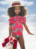 Mia Belle Girls Tropical Garden Ruffle Tankini Two Piece Swimsuit SpadezStore