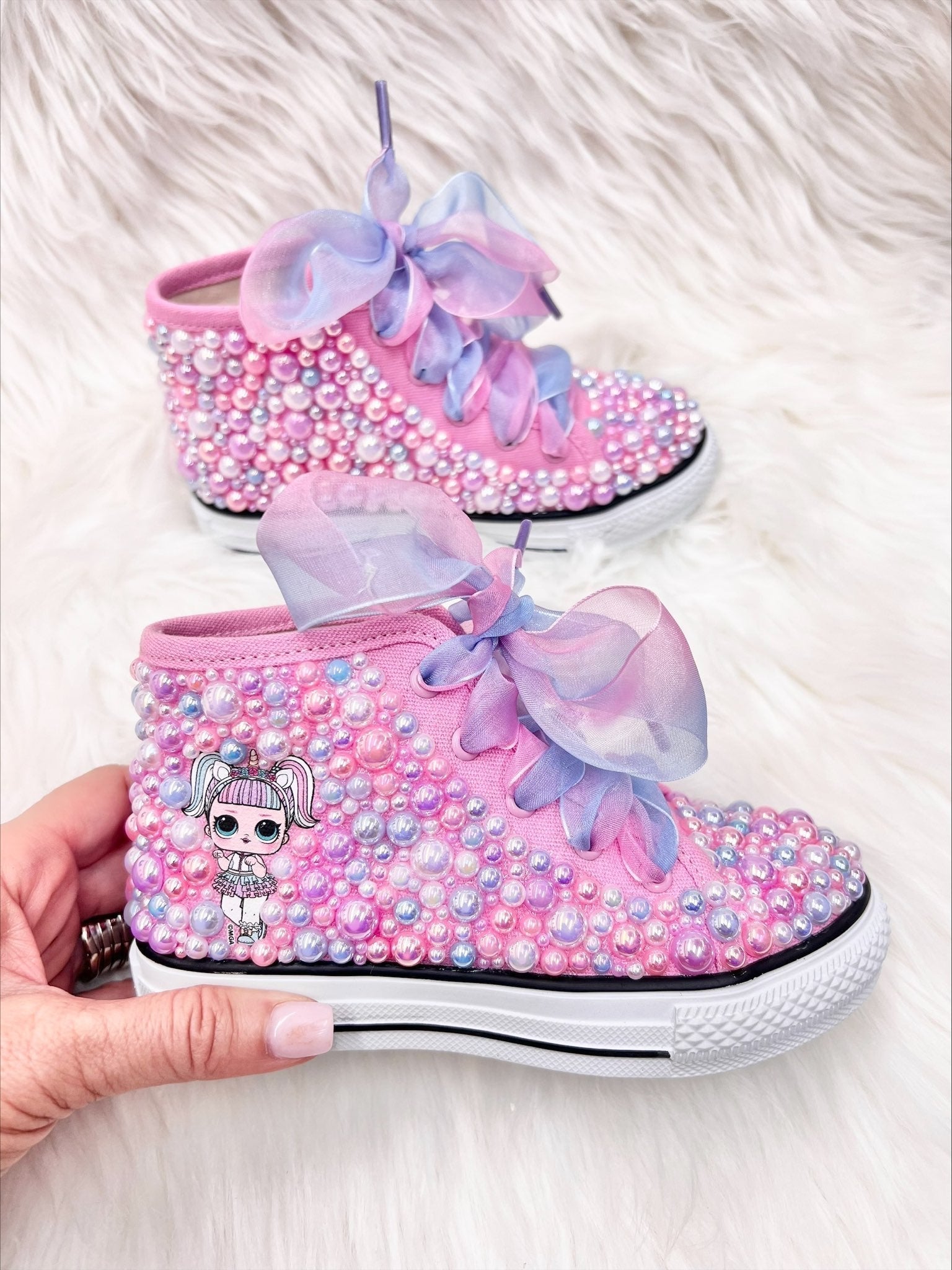 Mia Belle Girls L.O.L. SURPRISE! Unicorn Beaded Sneakers SpadezStore