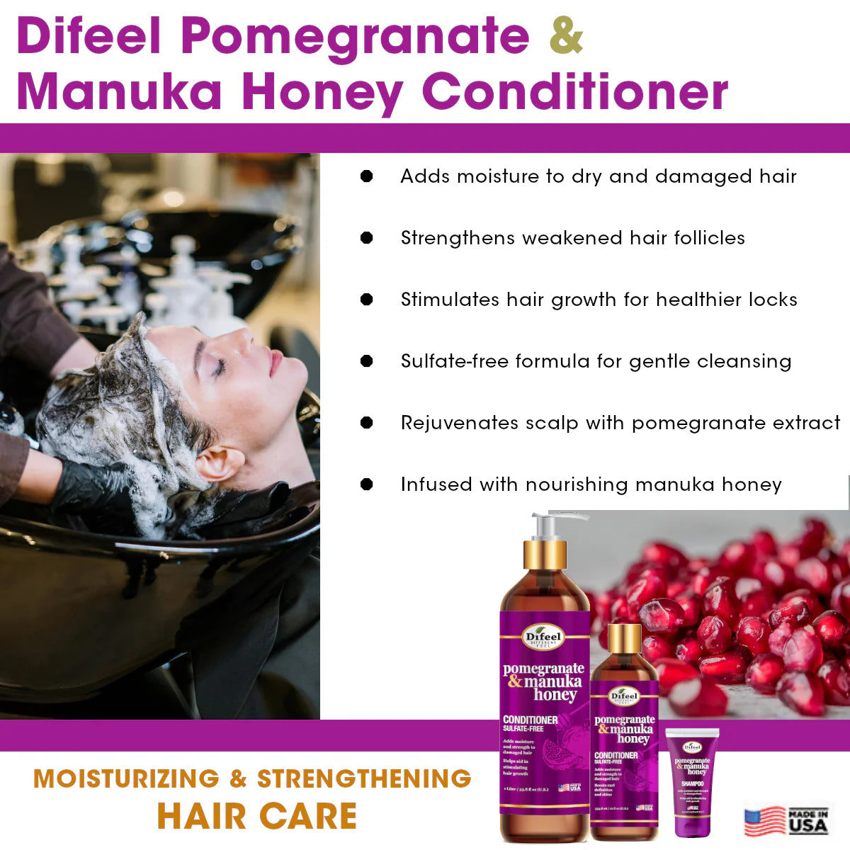 Difeel Pomegranate & Manuka Honey Conditioner 12oz SpadezStore