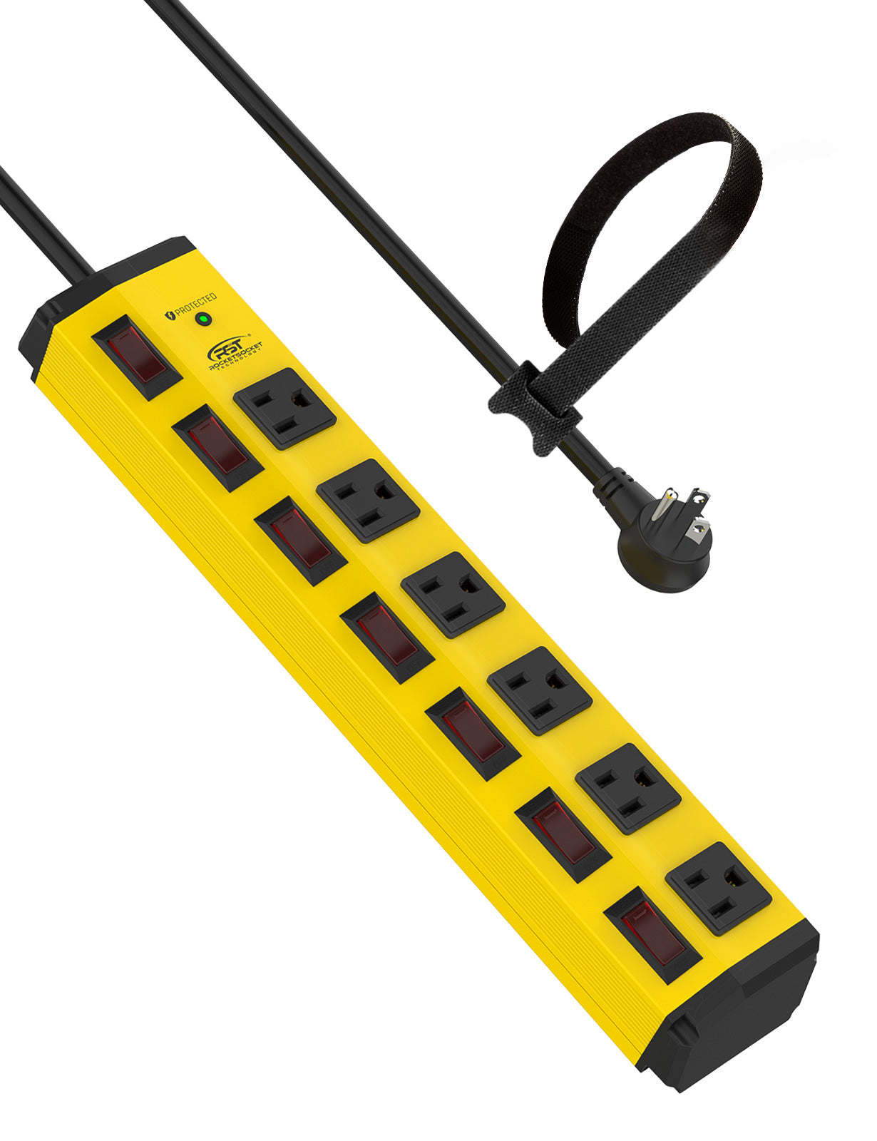 CRST 6 Outlets Individual Switches Mountable Metal Power Strip Surge Protector, 6FT Flat Plug Power Cord SpadezStore
