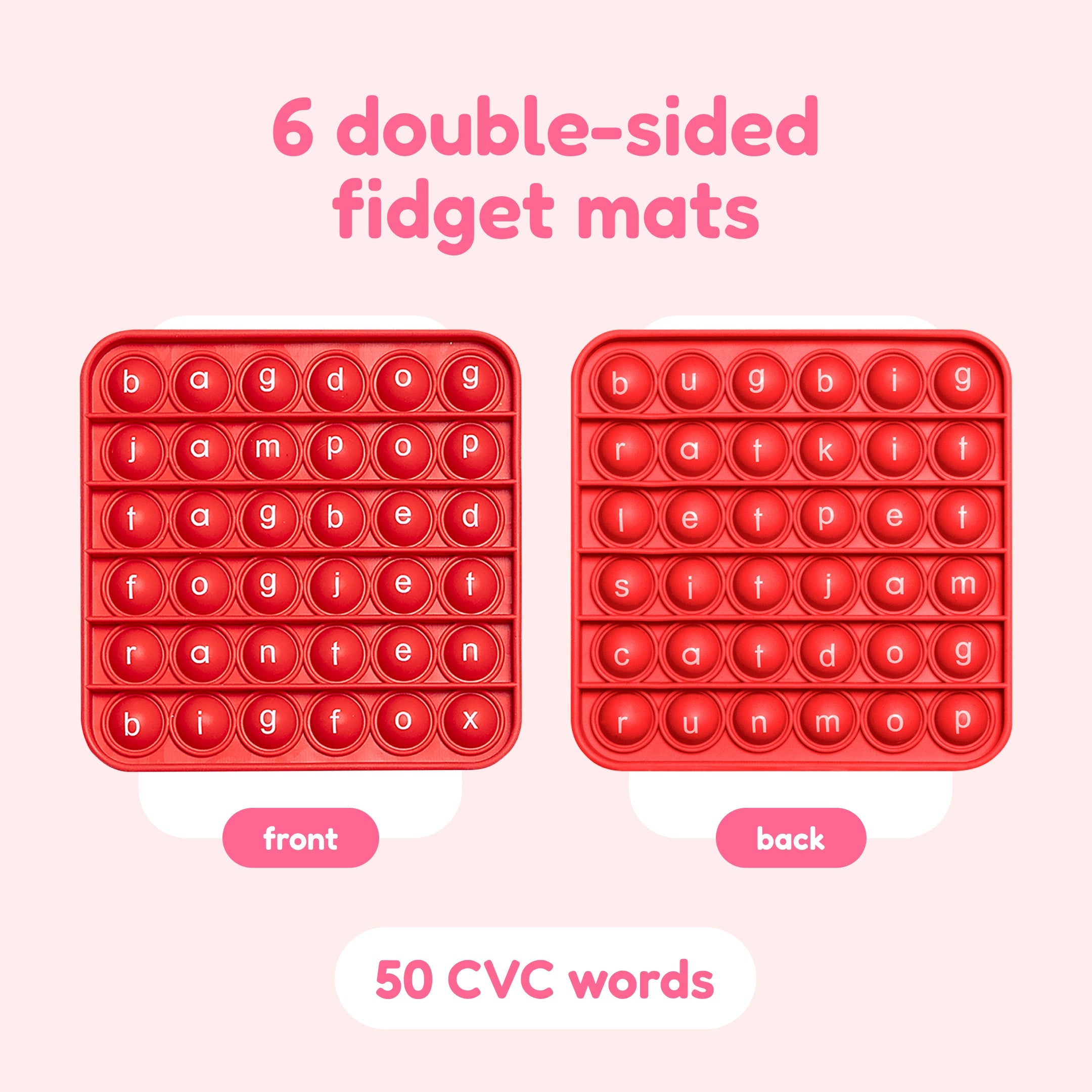 The Fidget Games 6 Extra CVC Fidget Mats Word Pop SpadezStore