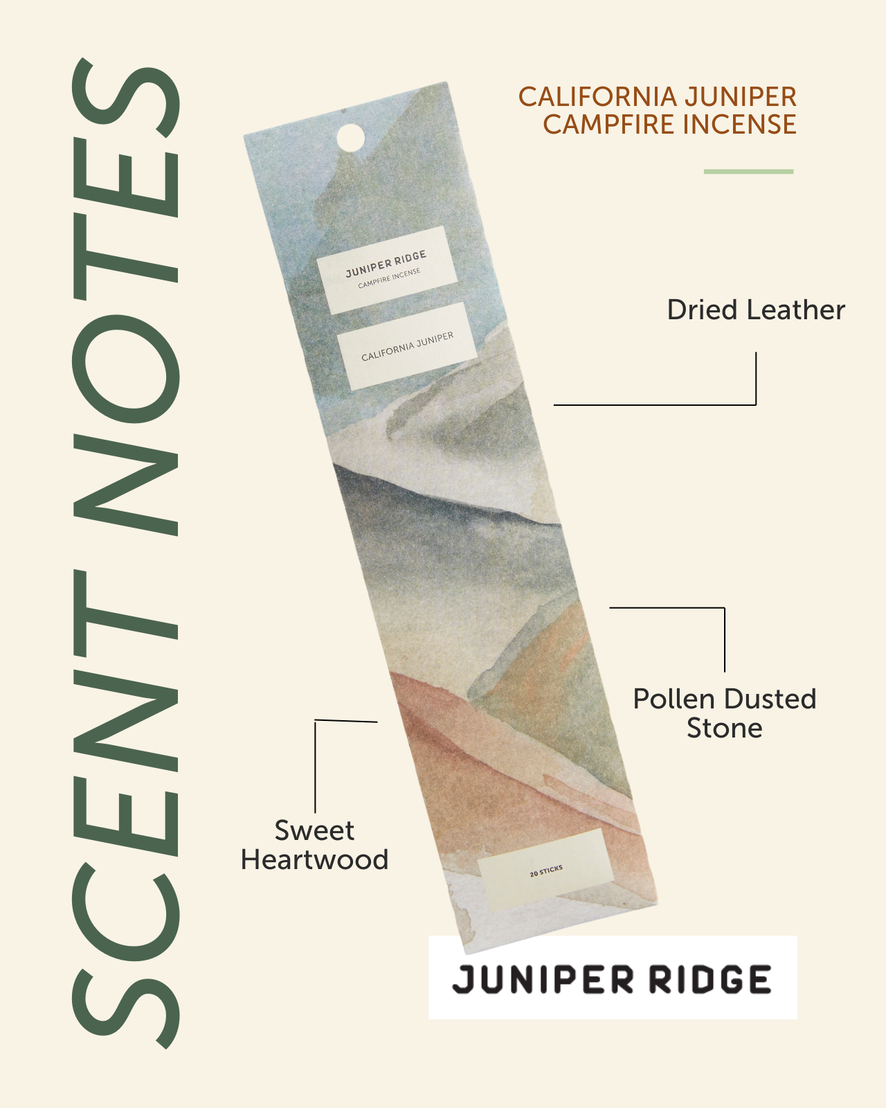 Juniper Ridge California Juniper Campfire Incense 20 Sticks 3-Pack SpadezStore
