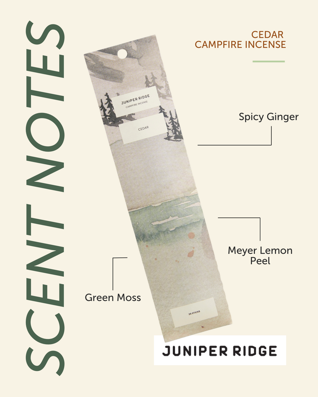 Juniper Ridge Cedar Campfire Incense 20 Sticks 3-Pack SpadezStore