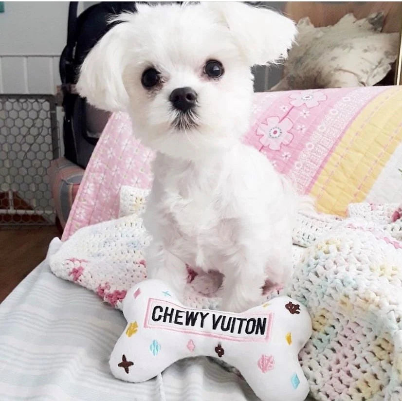 Haute Diggity Dog White Chewy Vuiton Bone Toy SpadezStore