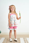Cotton Castle Platinum Balcony Print Strap Girl Set S24A033 SpadezStore