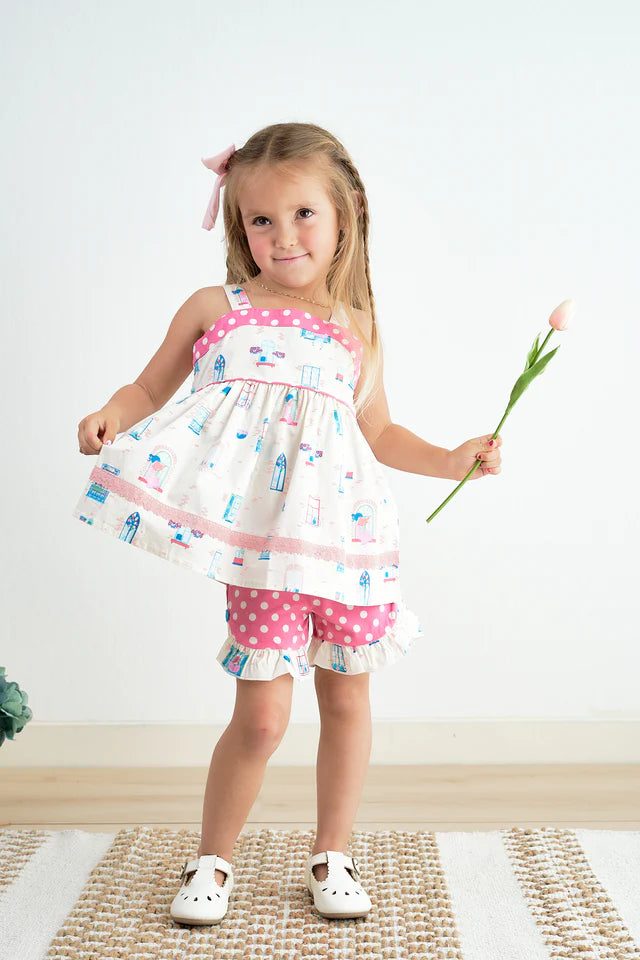 Cotton Castle Platinum Balcony Print Strap Girl Set S24A033 SpadezStore