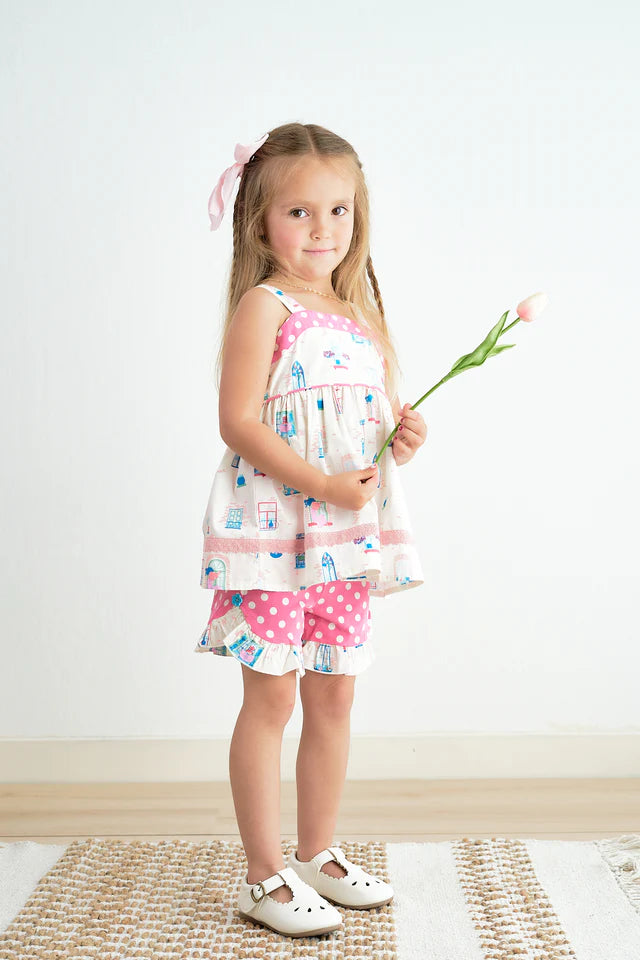 Cotton Castle Platinum Balcony Print Strap Girl Set S24A033 SpadezStore