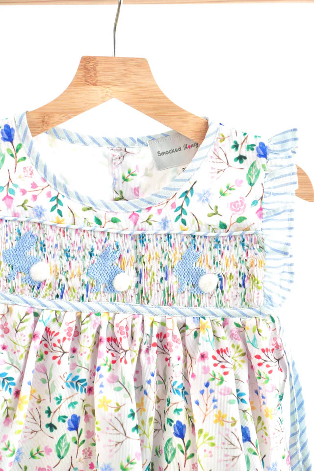 Floral Easter Bunny Hand-Smocked Girl Set HS240947 SpadezStore