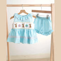 Blue Easter Bunny Egg French Knot Girl Gingham Seersucker Set HS240925 SpadezStore