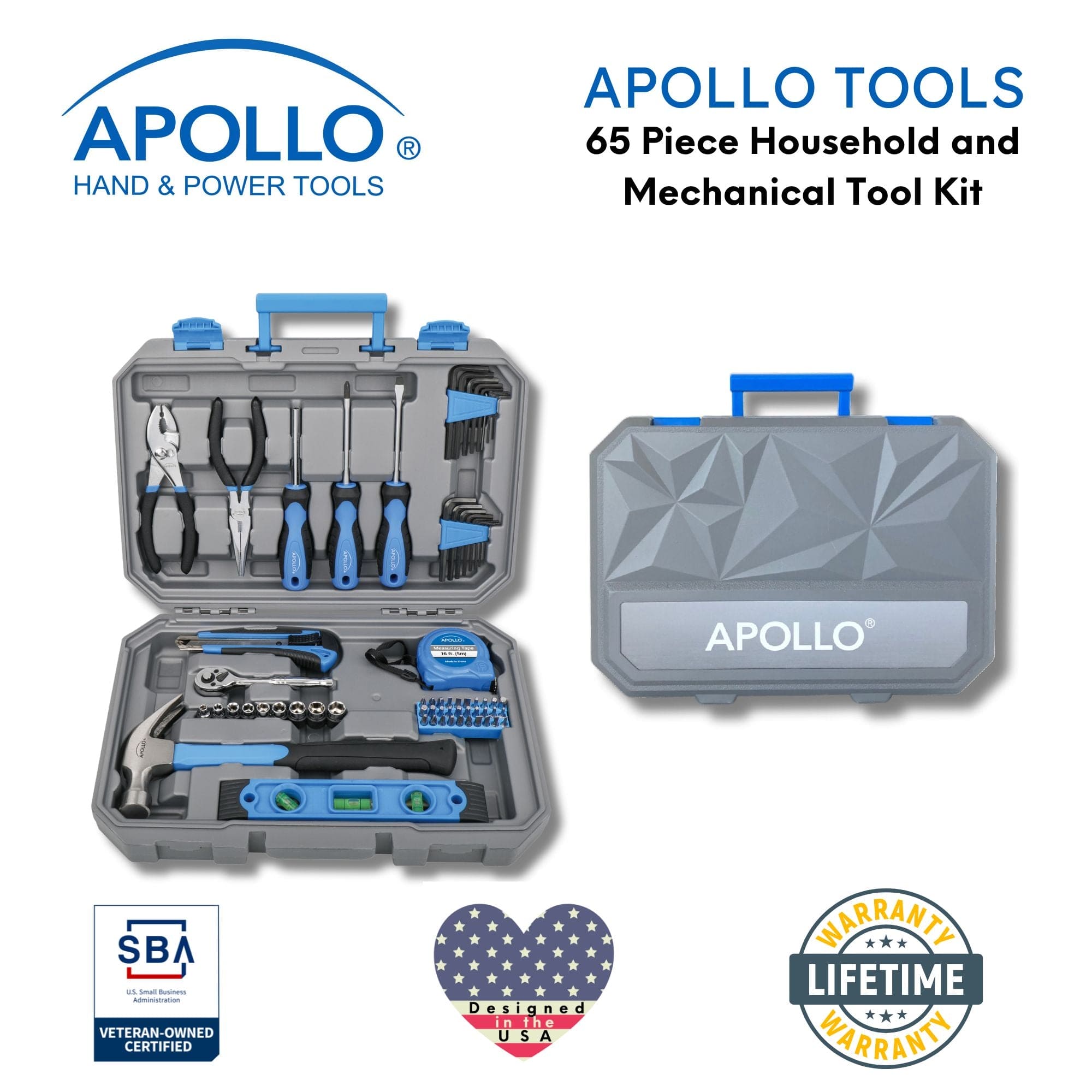 Apollo Tools 65 Piece Household and Mechanical Tool Set - DT0001 SpadezStore
