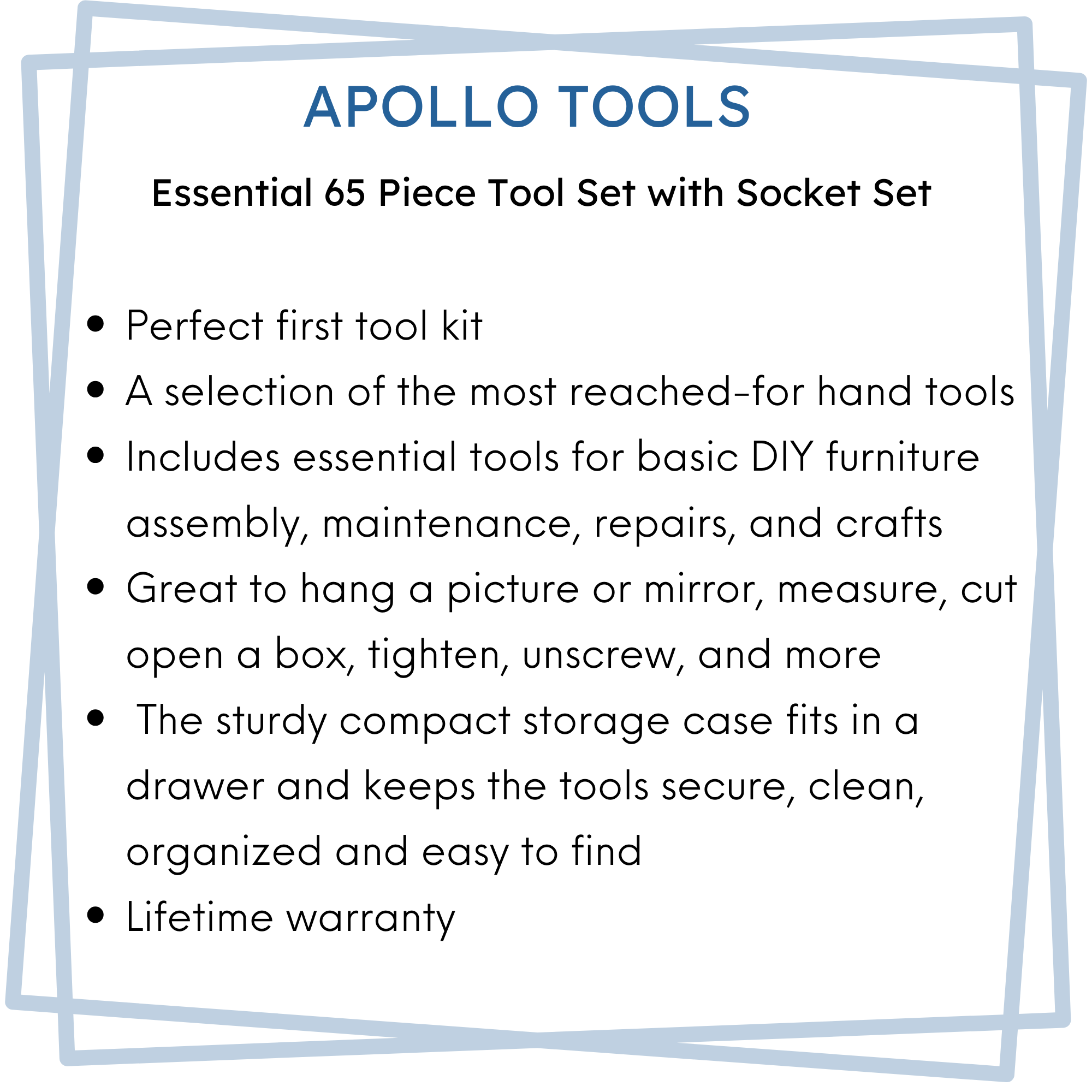 Apollo Tools 65 Piece Household and Mechanical Tool Set - DT0001 SpadezStore