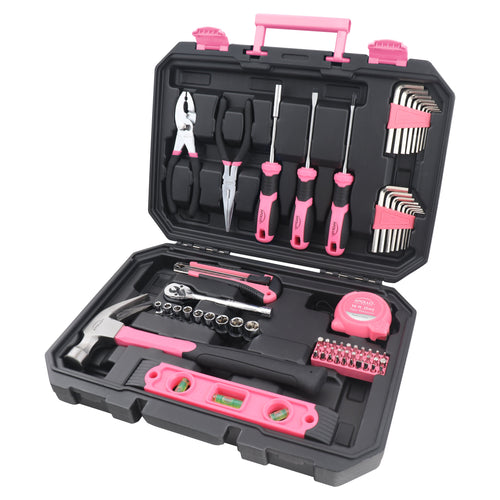 Apollo Tools Essential 65-Piece Pink Tool Set with Socket Set and Most-Used Tools for Do it Yourself Repairs and Maintenance - DT0001P SpadezStore
