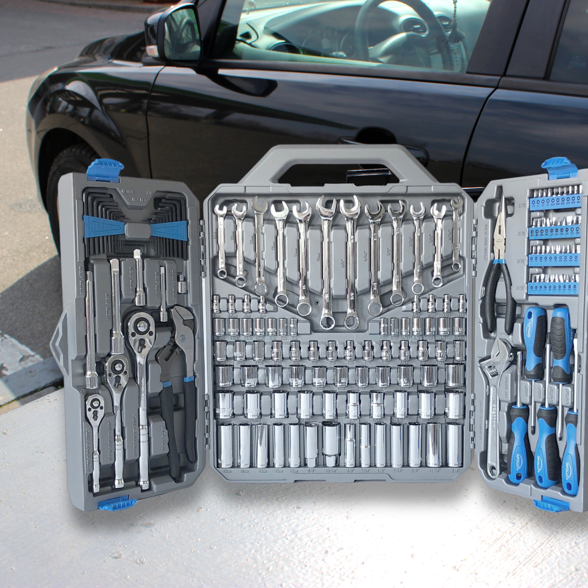 Apollo Tools 163 Piece Mechanics Tool Kit - DT0002 SpadezStore
