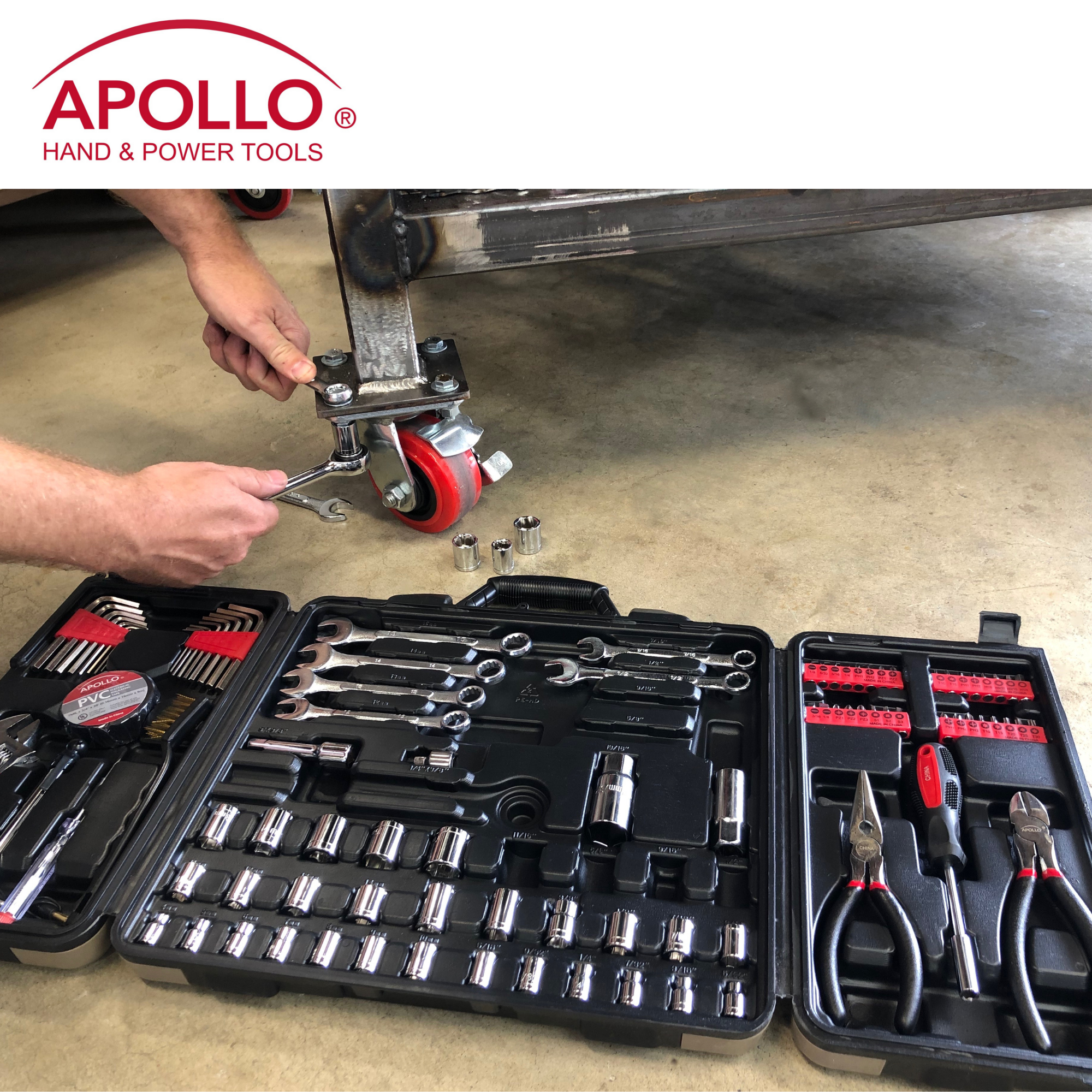 Apollo Tools 101 Piece Mechanic Tool Set for Vehicle and Home Maintenance, Roadside Emergencies. SAE and Metric Tool Set for Car, Boat, RV, Bikes - DT0006 SpadezStore