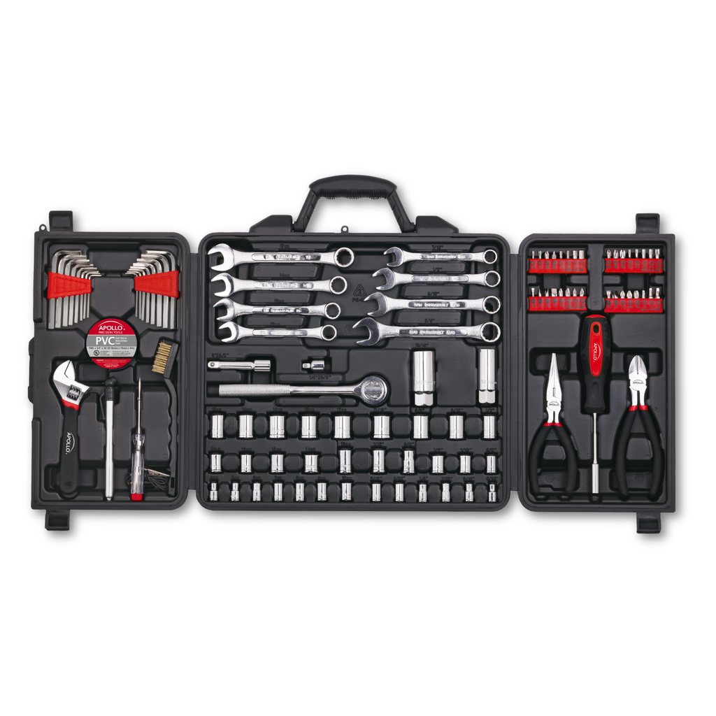 Apollo Tools 101 Piece Mechanic Tool Set for Vehicle and Home Maintenance, Roadside Emergencies. SAE and Metric Tool Set for Car, Boat, RV, Bikes - DT0006 SpadezStore