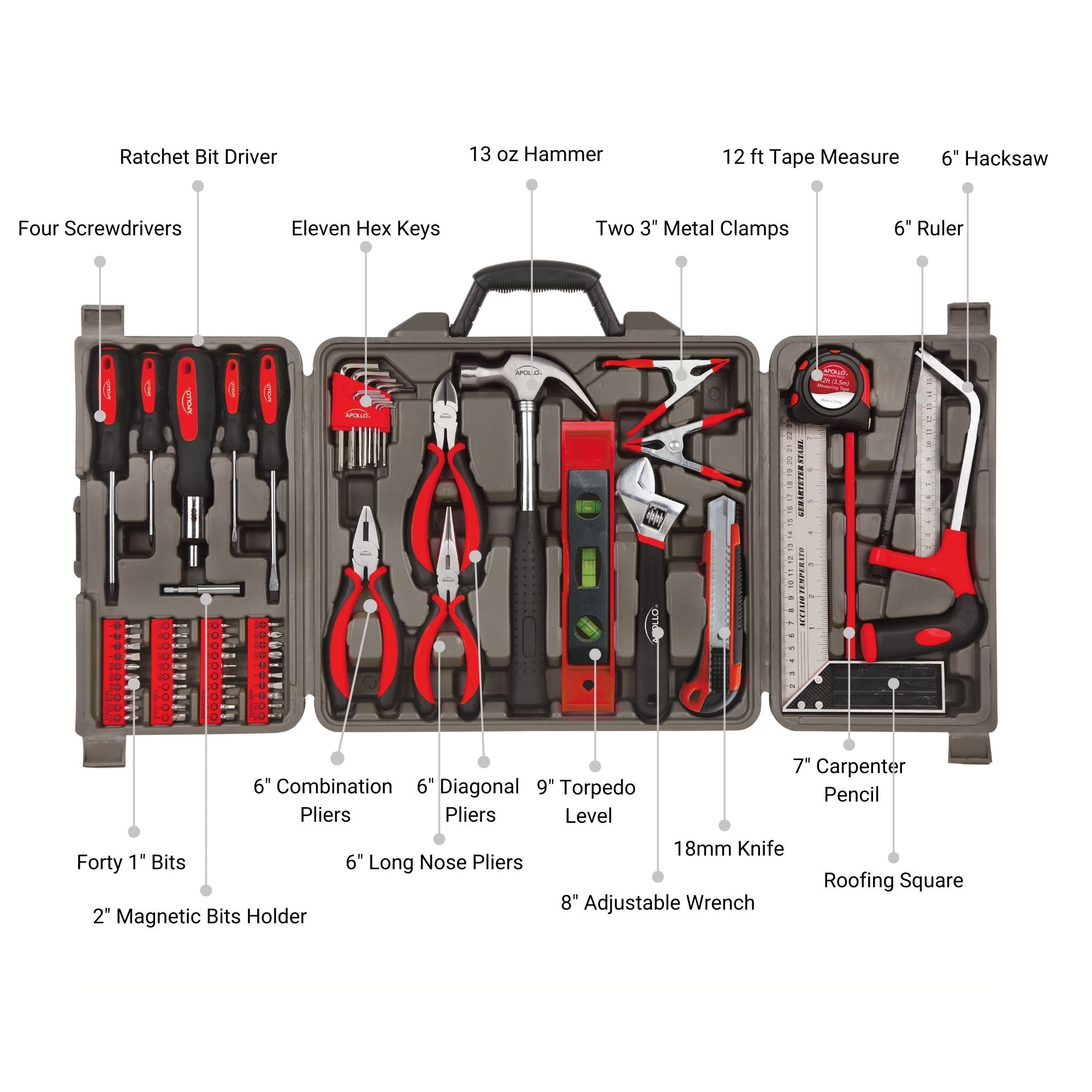 Apollo Tools 71 Piece Household Tool Kit - DT0204 SpadezStore