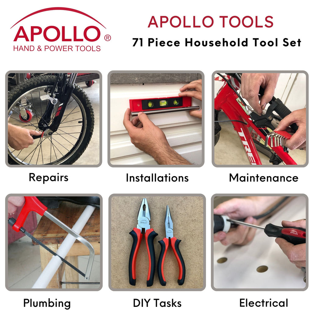 Apollo Tools 71 Piece Household Tool Kit - DT0204 SpadezStore