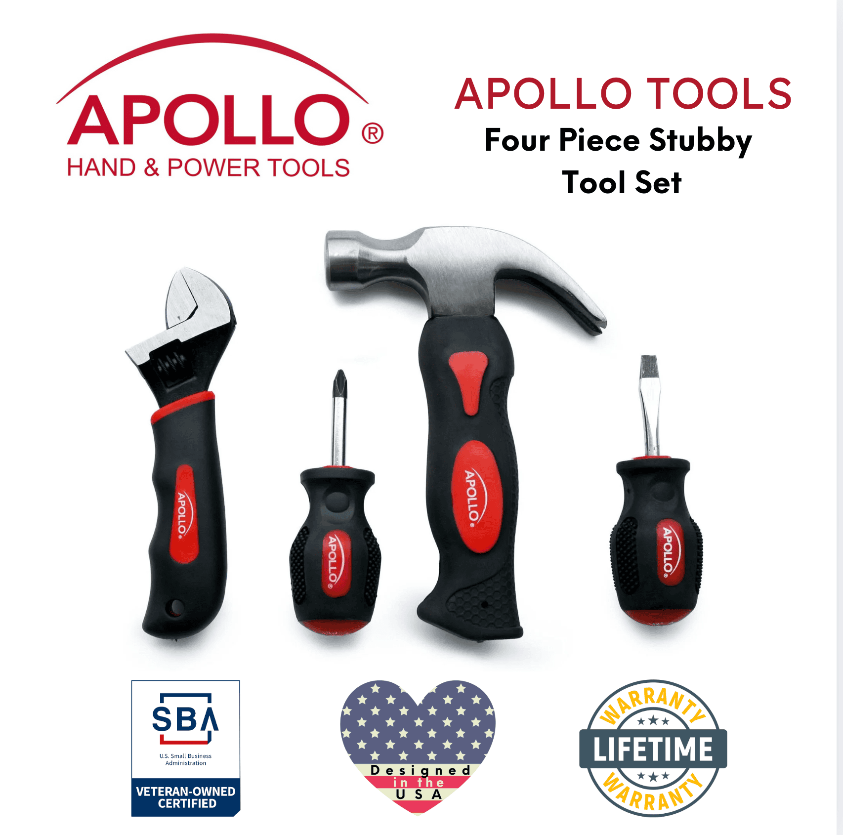Apollo Tools Four Piece Stubby Tool Set - DT0240 SpadezStore