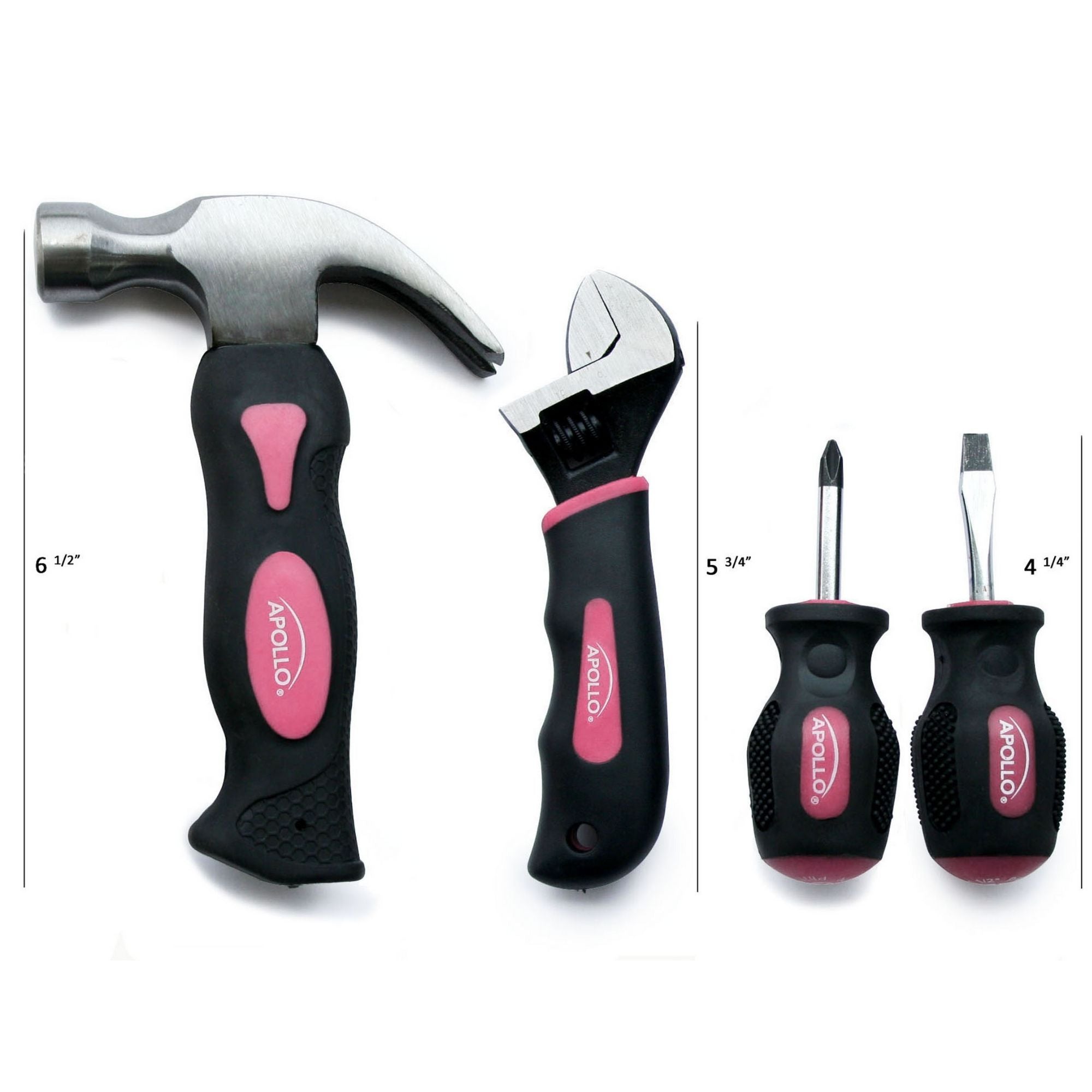 Apollo Tools Four Piece Stubby Tool Set - Pink- DT0240P SpadezStore