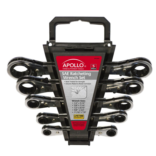 Apollo Tools 5 Piece SAE Ratcheting Wrench Set - DT1212 SpadezStore