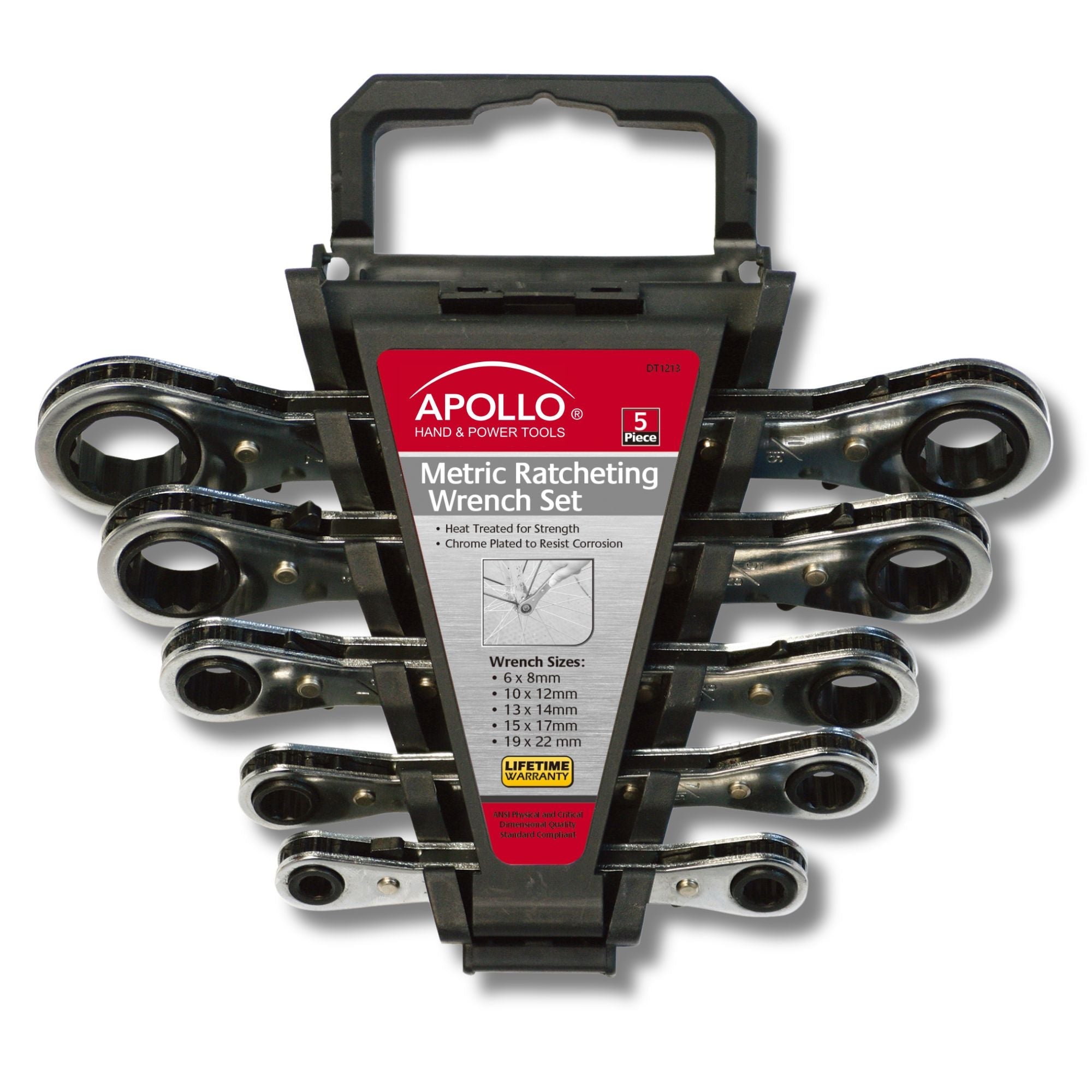 Apollo Tools 5 Ratcheting Wrenches - Metric - DT1213 SpadezStore