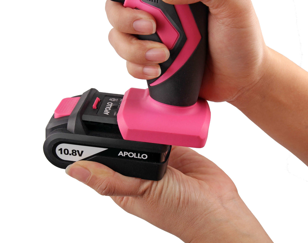 Apollo Tools 10.8 Volt Lithium-Ion Cordless Drill with 30 Piece Accessory Set PINK - DT4937P SpadezStore