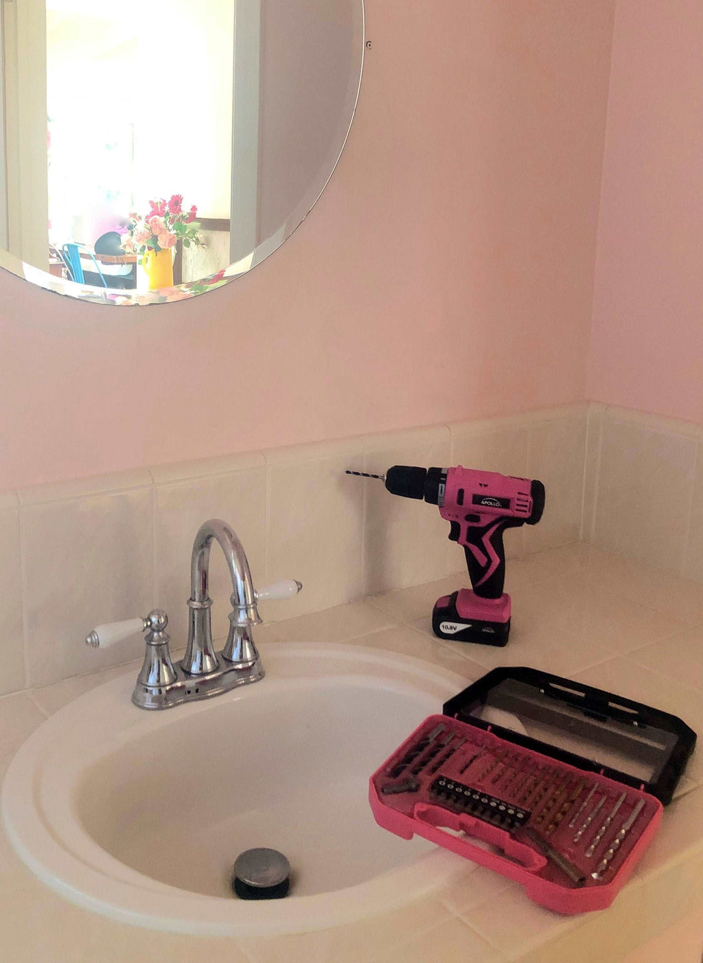 Apollo Tools 10.8 Volt Lithium-Ion Cordless Drill with 30 Piece Accessory Set PINK - DT4937P SpadezStore