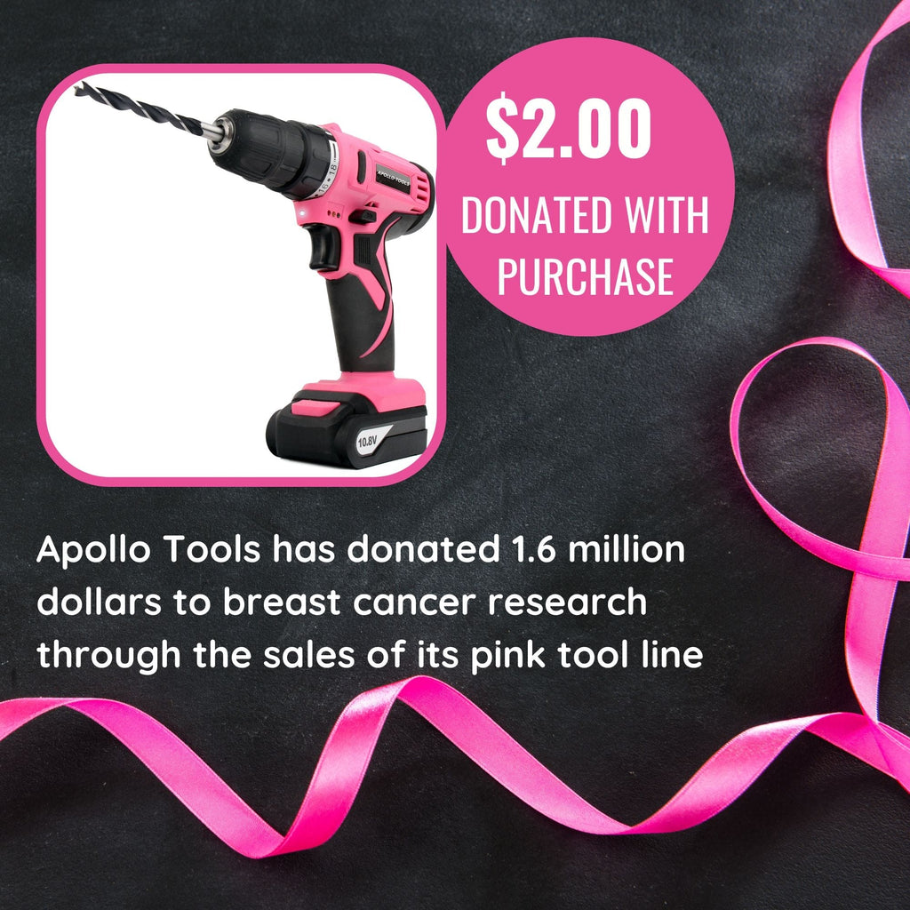 Apollo Tools 10.8 Volt Lithium-Ion Cordless Drill with 30 Piece Accessory Set PINK - DT4937P SpadezStore