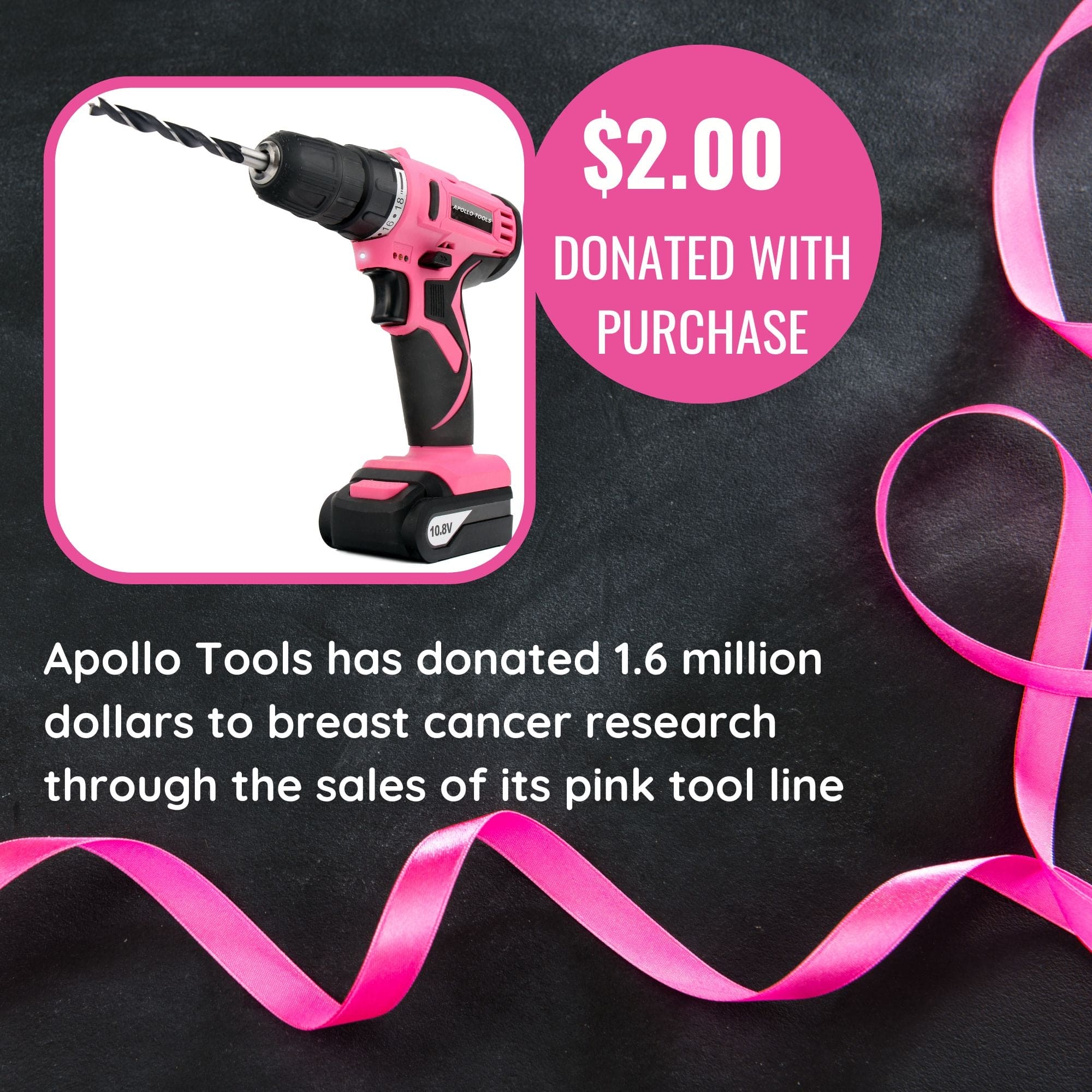 Apollo Tools 10.8 Volt Lithium-Ion Cordless Drill with 30 Piece Accessory Set PINK - DT4937P SpadezStore