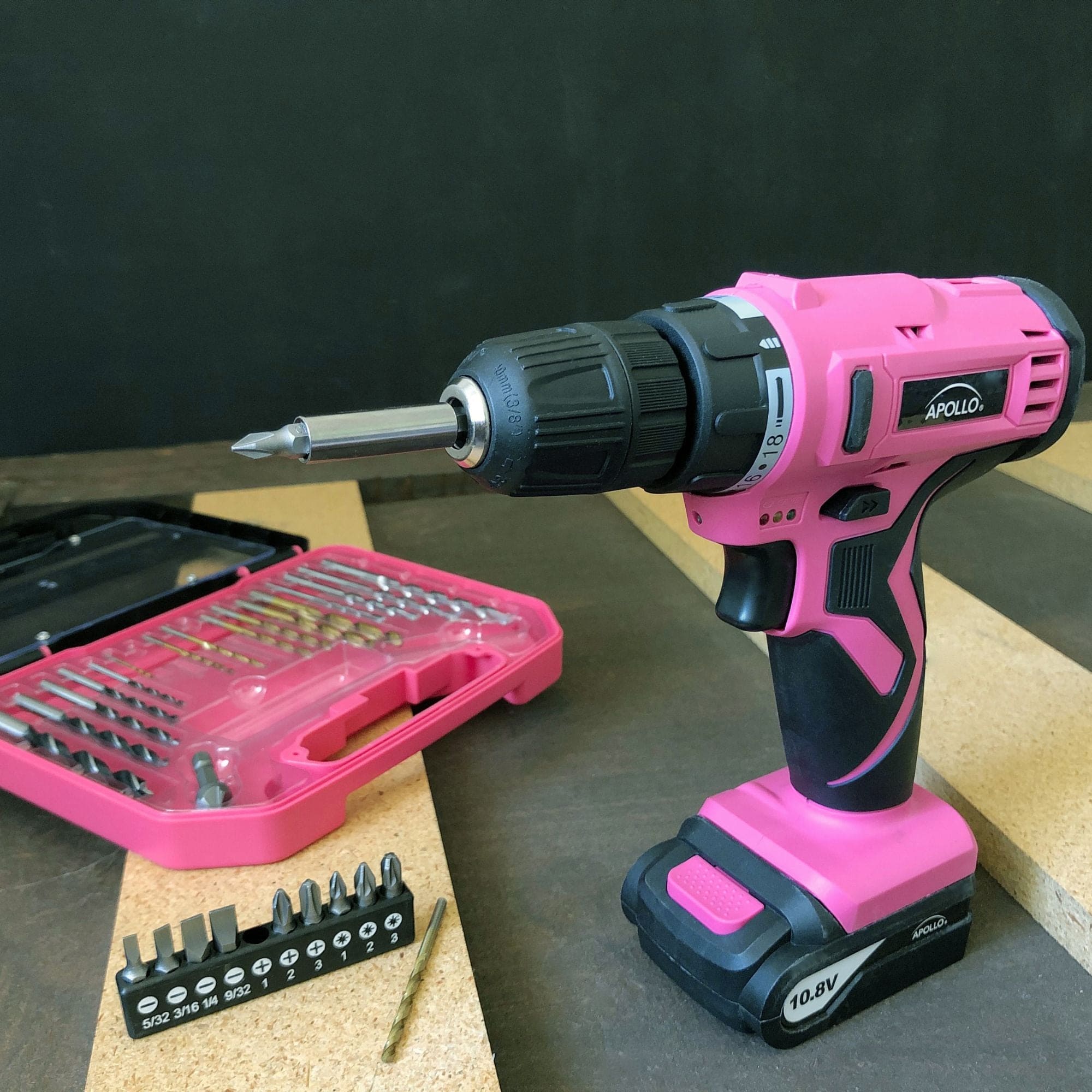 Apollo Tools 10.8 Volt Lithium-Ion Cordless Drill with 30 Piece Accessory Set PINK - DT4937P SpadezStore