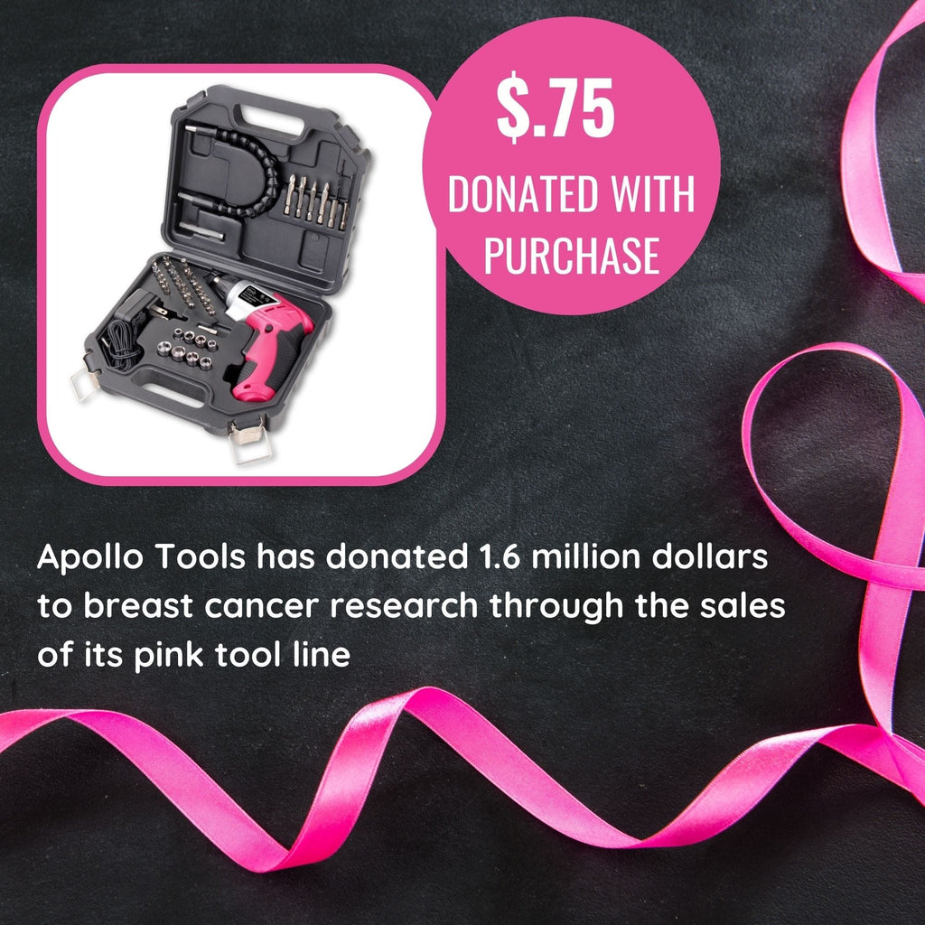 Apollo Tools 3.6 Volt Lithium-Ion Rechargeable Screwdriver with 45 Piece Accessory Set - Pink DT4944P SpadezStore