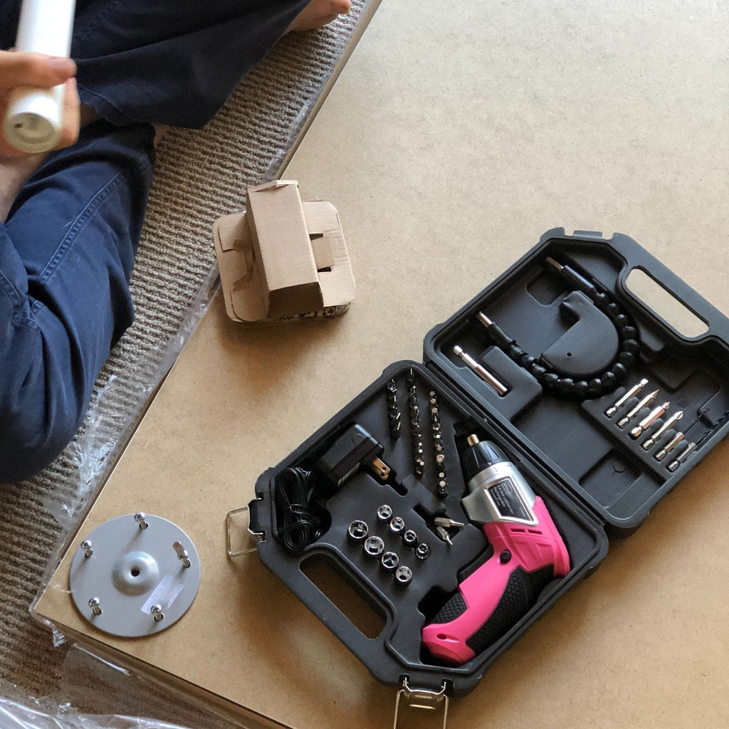 Apollo Tools 3.6 Volt Lithium-Ion Rechargeable Screwdriver with 45 Piece Accessory Set - Pink DT4944P SpadezStore