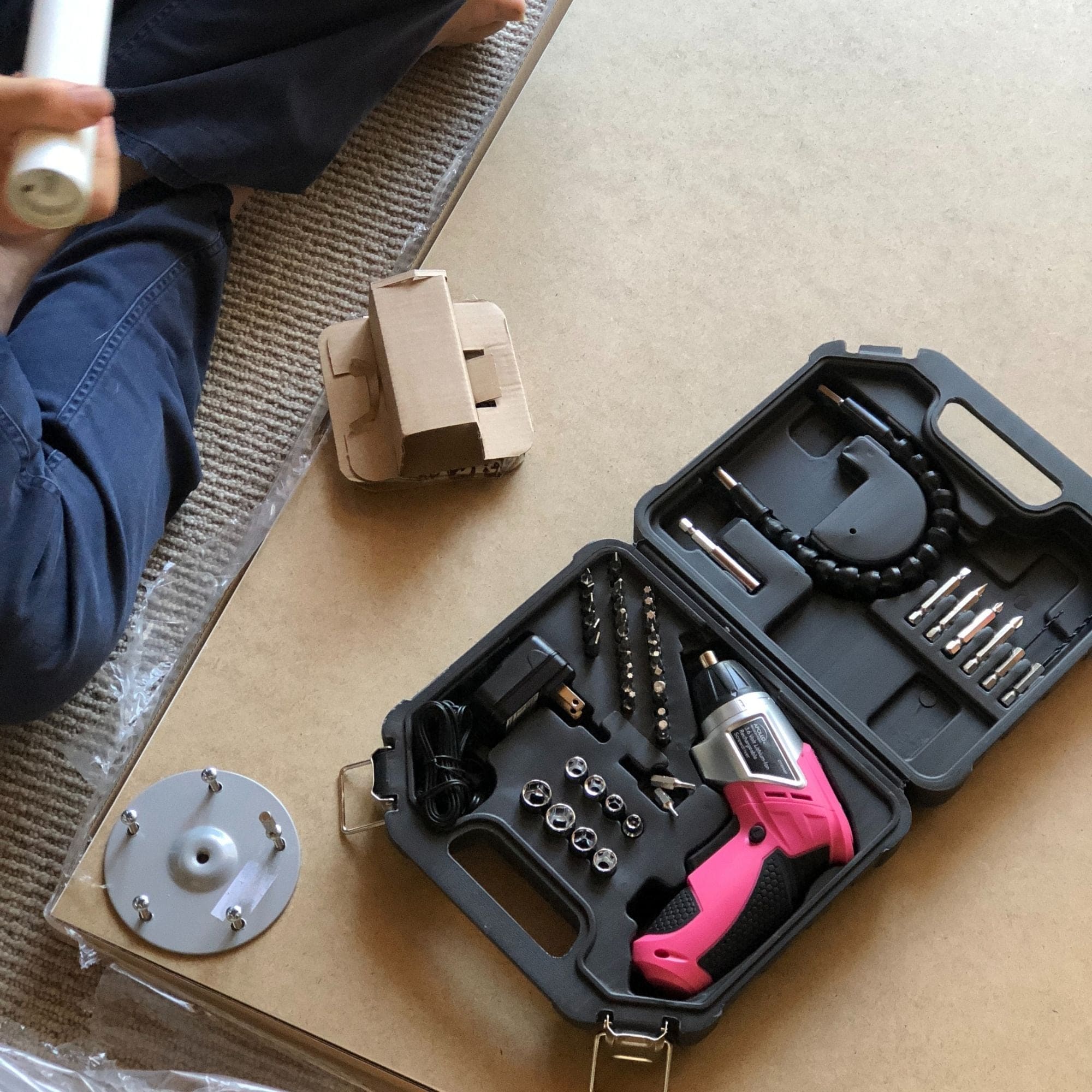 Apollo Tools 3.6 Volt Lithium-Ion Rechargeable Screwdriver with 45 Piece Accessory Set - Pink DT4944P SpadezStore