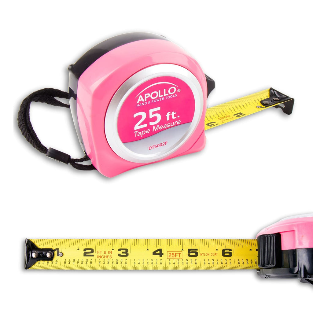 Apollo Tools 25ft. Tape Measure - Pink - DT5002P SpadezStore
