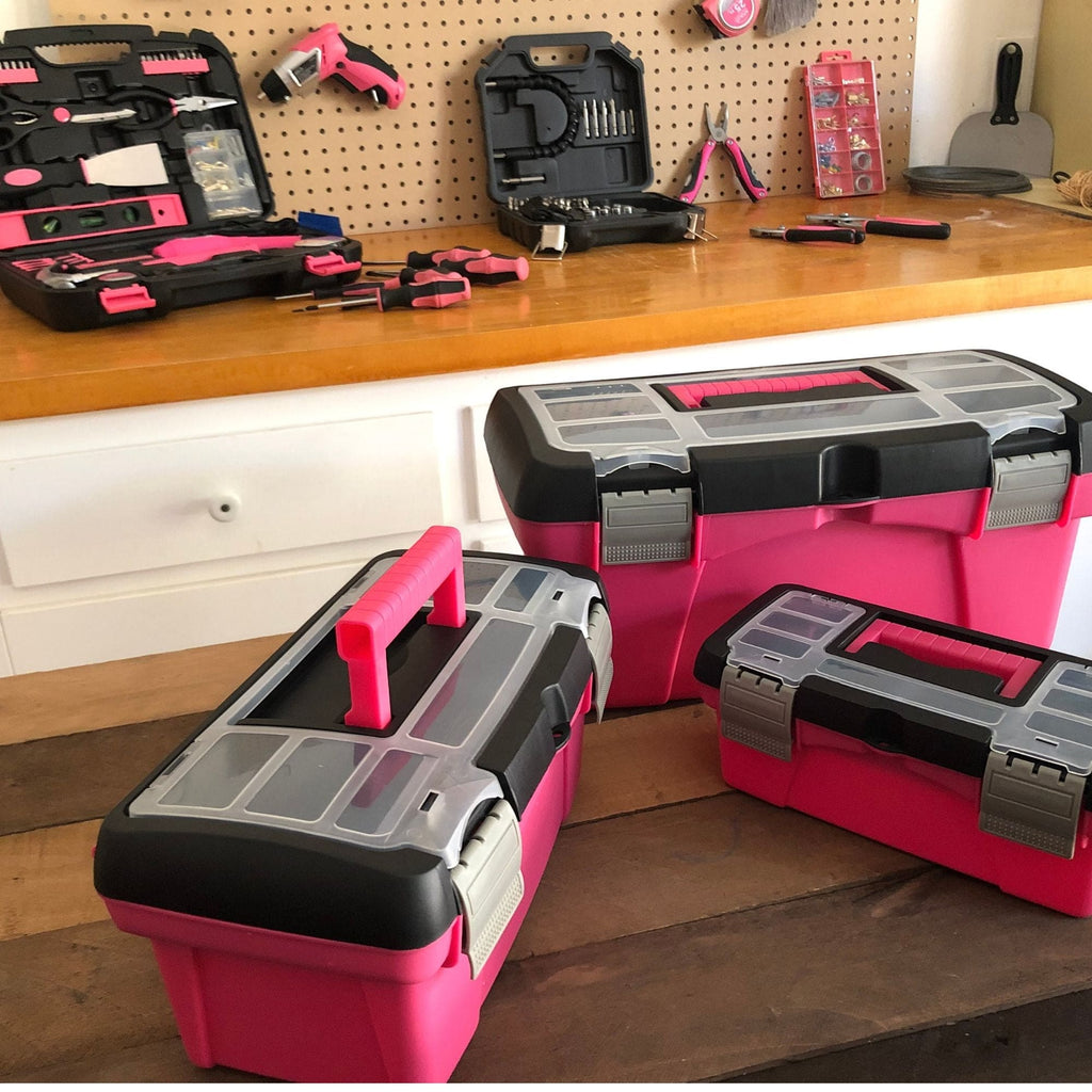 Apollo Tools 3 Piece Tool Box - Pink - DT5005P SpadezStore