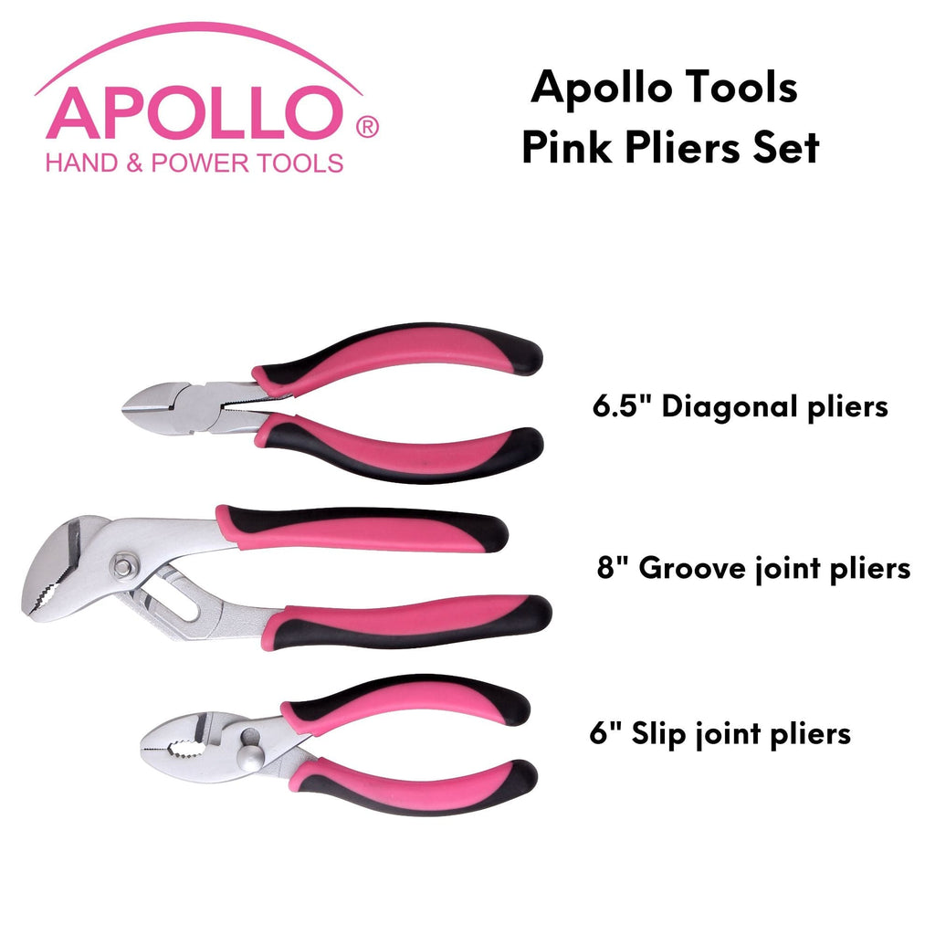 Apollo Tools 3 Pliers - Pink - DT5008P SpadezStore