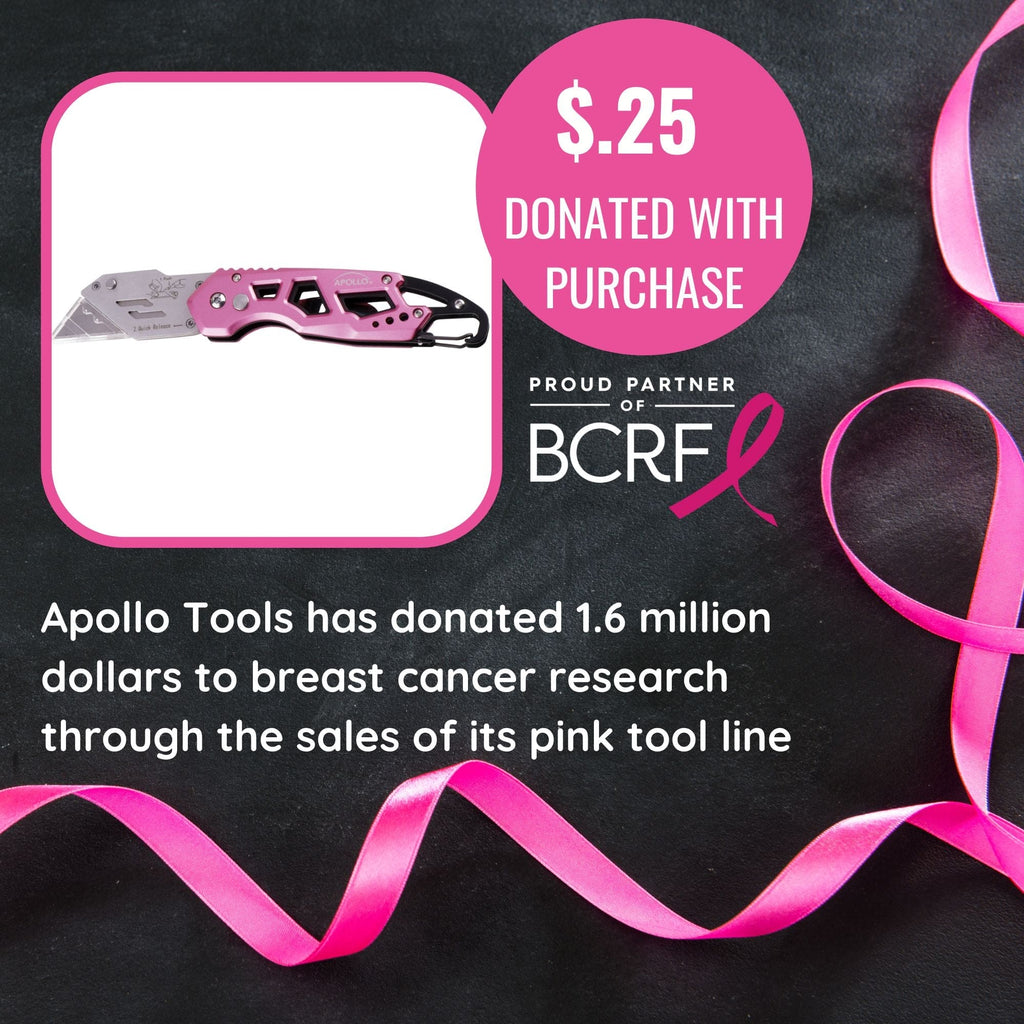 Apollo Tools Ergonomic Stainless Steel, Lightweight, Foldable Pink Utility Knife with Carabiner Clip and Fast-Change Blade - DT5017P SpadezStore