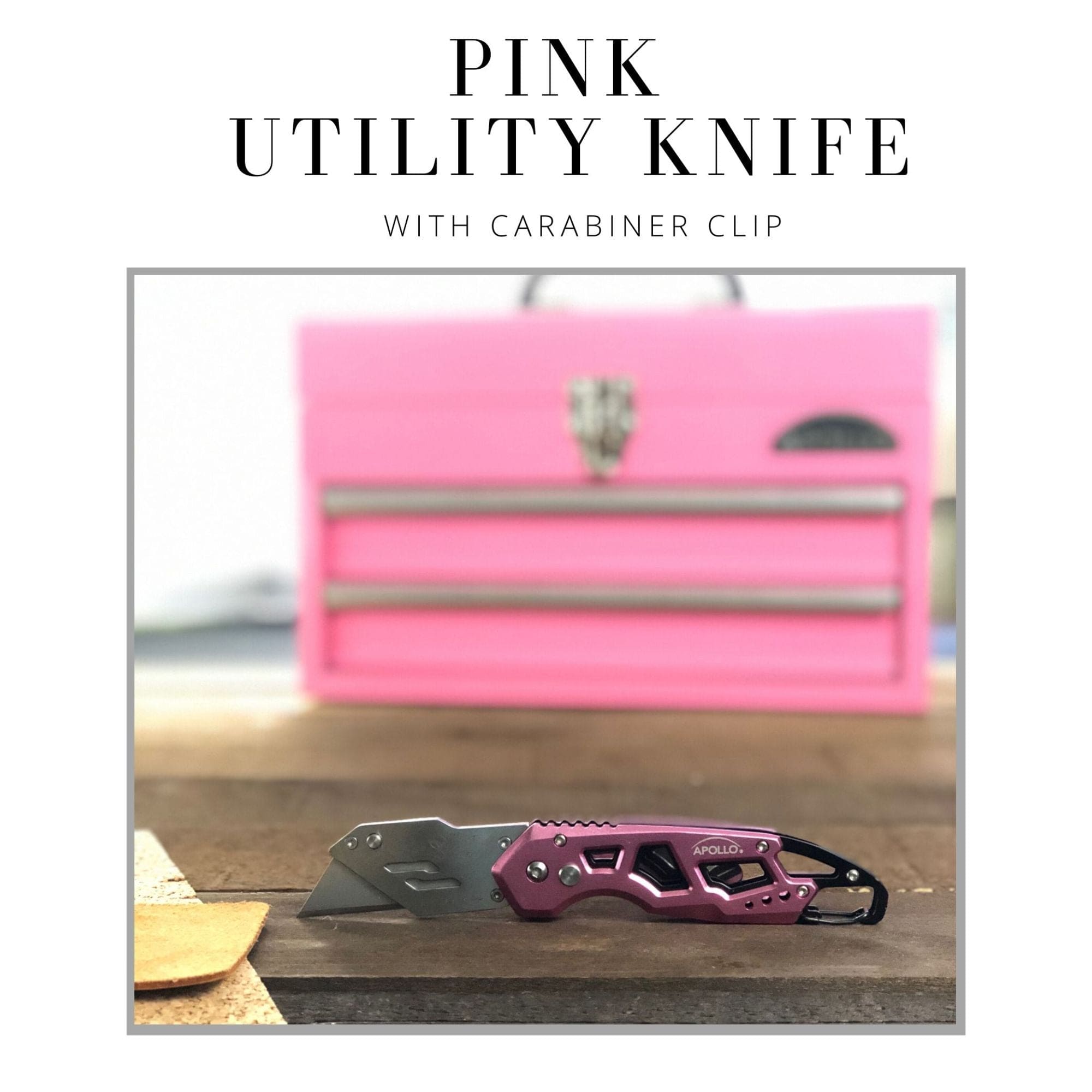 Apollo Tools Ergonomic Stainless Steel, Lightweight, Foldable Pink Utility Knife with Carabiner Clip and Fast-Change Blade - DT5017P SpadezStore