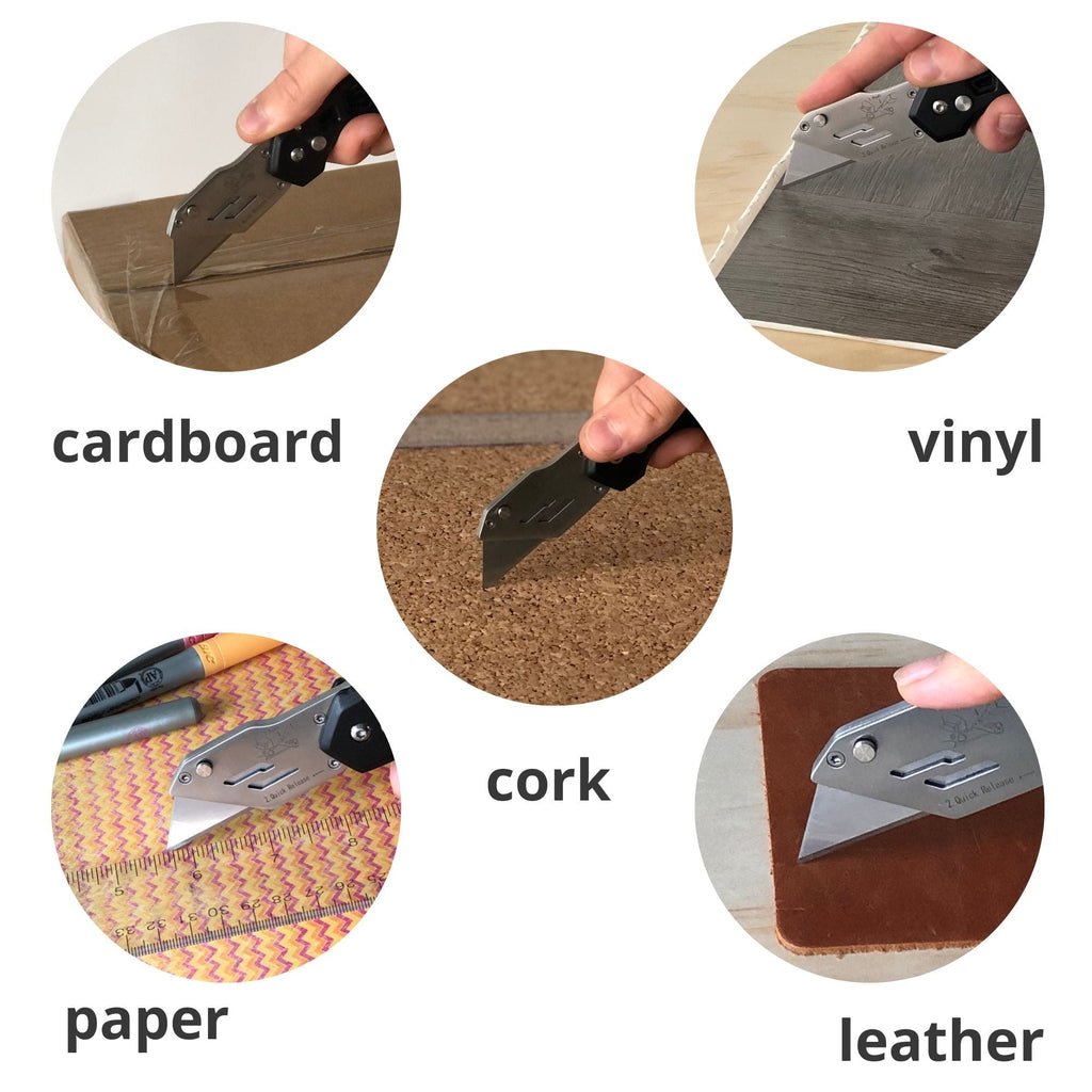 Apollo Tools Ergonomic Stainless Steel, Lightweight, Foldable Black Utility Knife with Carabiner Clip and Fast-Change Blade - DT5017 SpadezStore