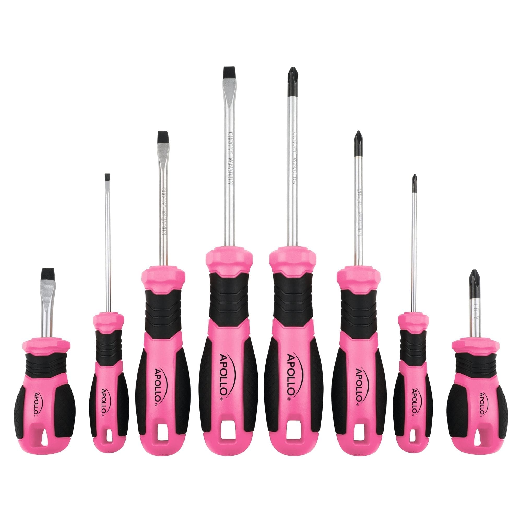 Apollo Tools 8 Pink Essential Screwdriver Set DT5018P SpadezStore
