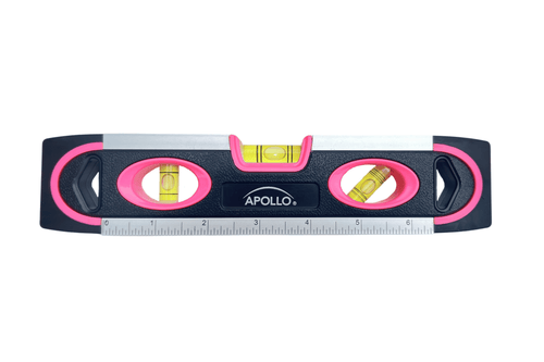 Apollo Tools PINK 9-inch torpedo-shaped spirit level for 180/90/45 degrees leveling- DT5019P SpadezStore