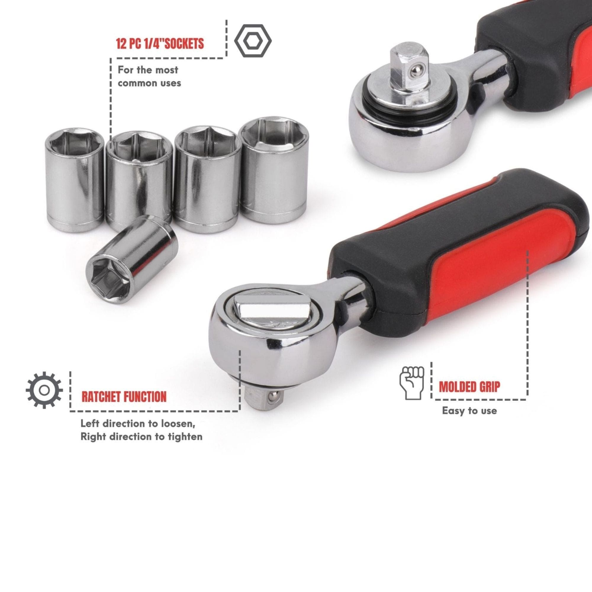Apollo Tools 13 Piece ¼ Inch Drive Metric Socket Set - DT5023 SpadezStore