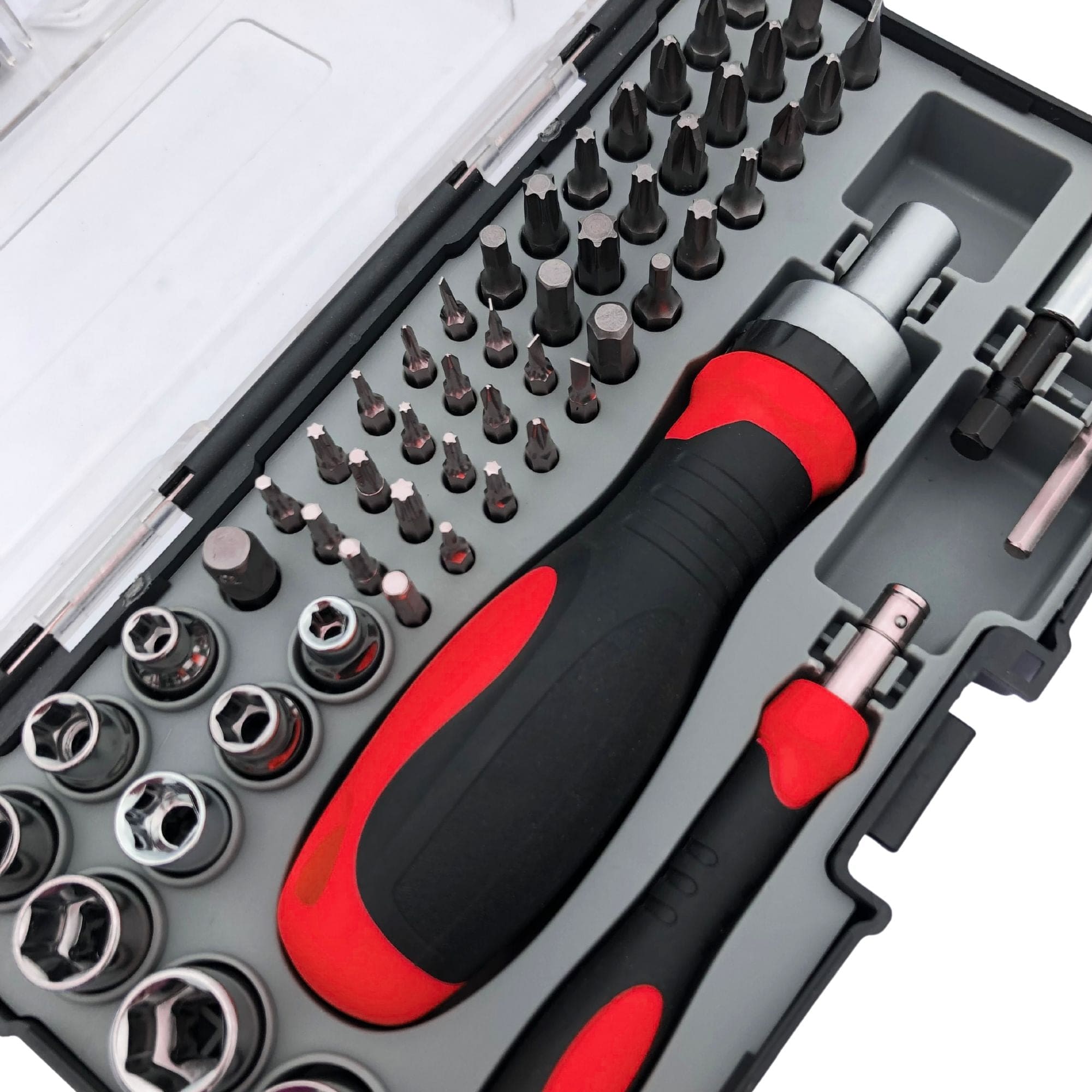 Apollo Tools 55 Piece Metric Tool Set with Ratcheting Bit Driver, Precision Bit Driver and Bit Assortment - DT5024 SpadezStore