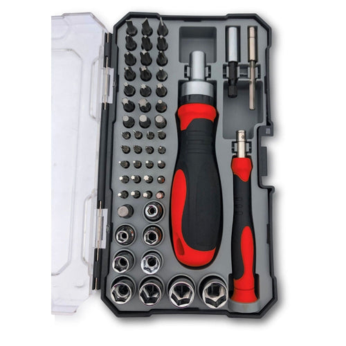 Apollo Tools 55 Piece Metric Tool Set with Ratcheting Bit Driver, Precision Bit Driver and Bit Assortment - DT5024 SpadezStore